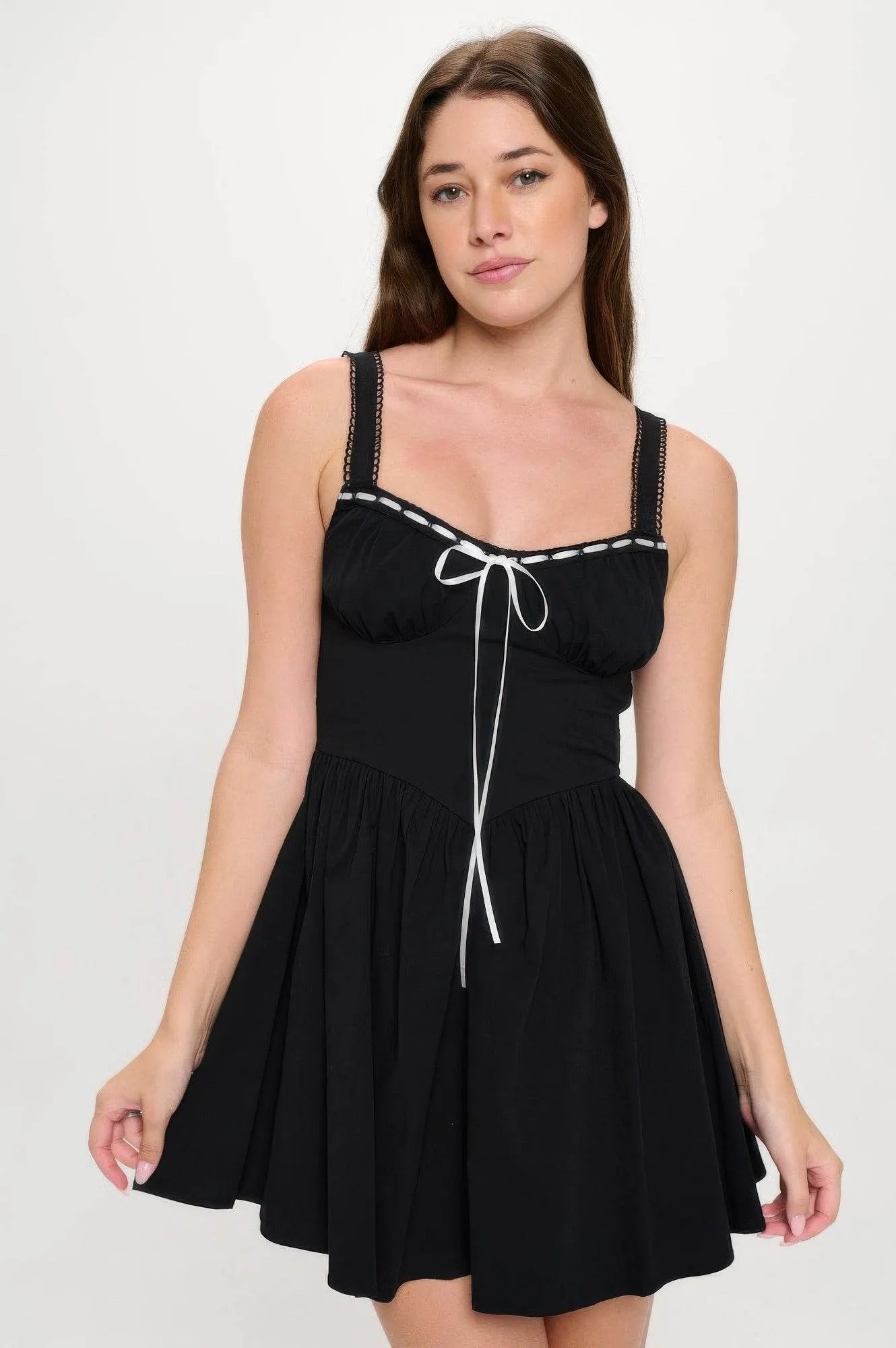 Front Ribbon Tie Bustier Dress - Bona Fide Fashion