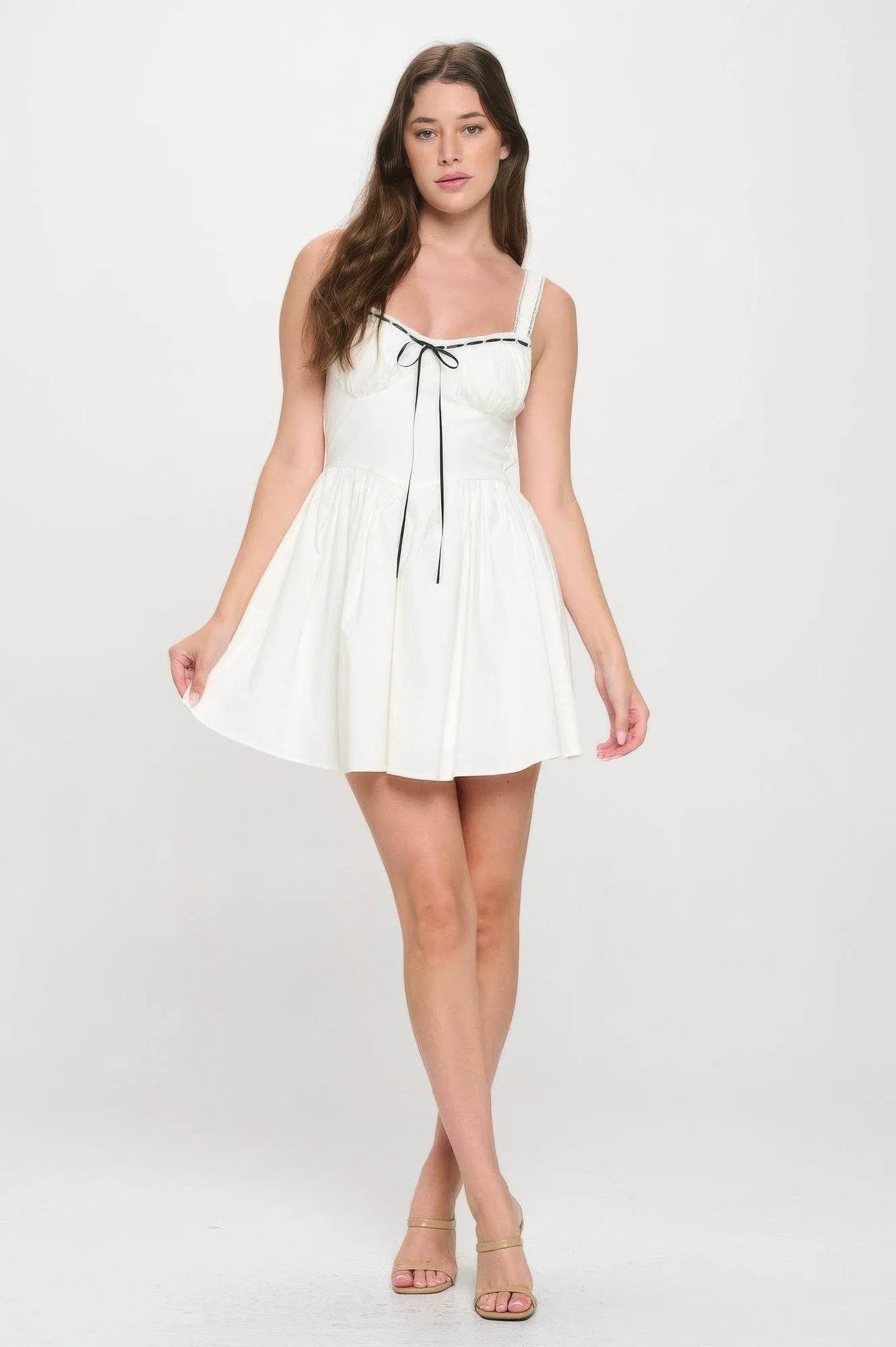 Front Ribbon Tie Bustier Dress - Bona Fide Fashion