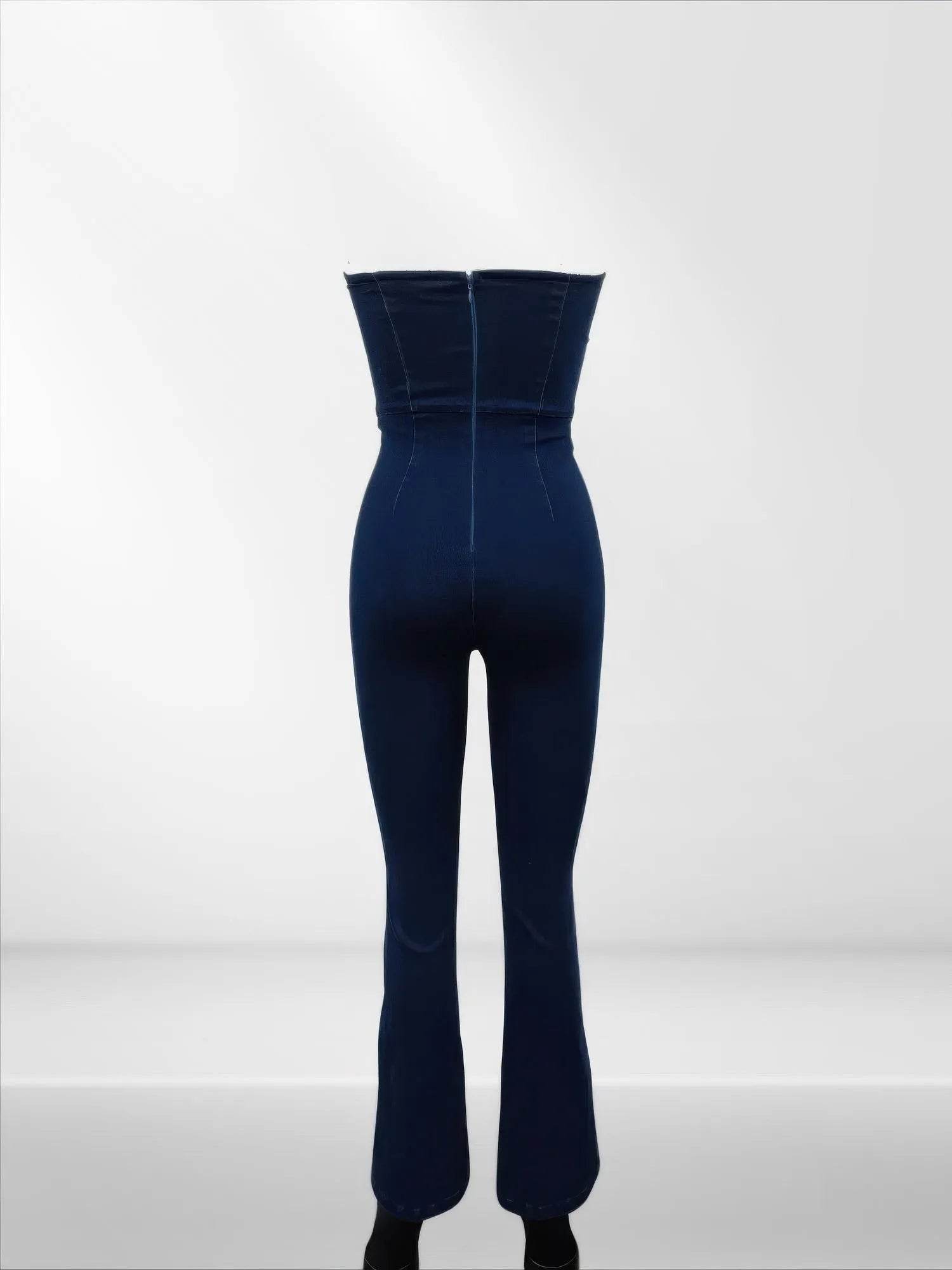 Lace Up Detail Denim Jumpsuit - Bona Fide Fashion