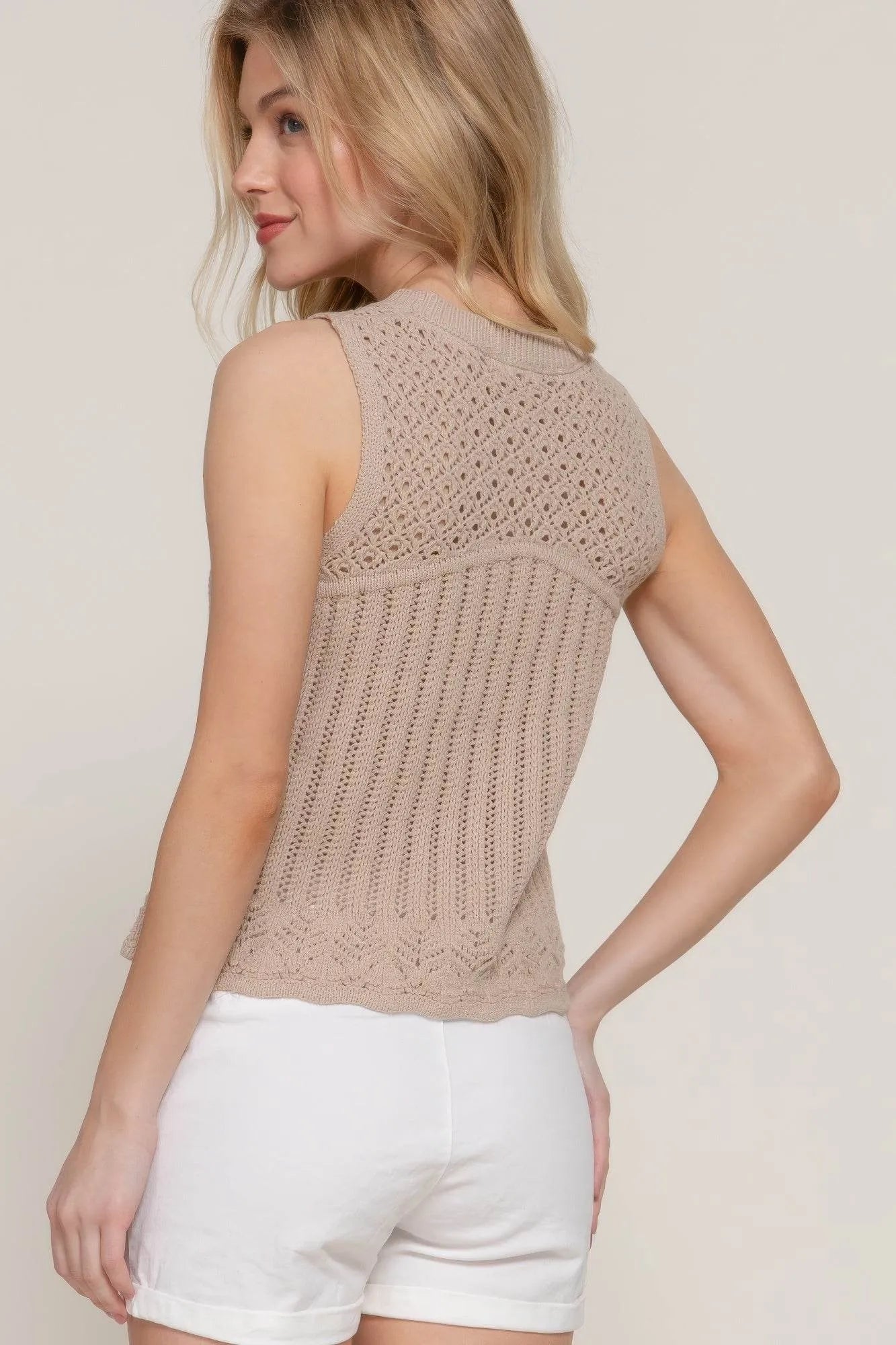 Sleeveless Crochet Spring Sweater - Bona Fide Fashion
