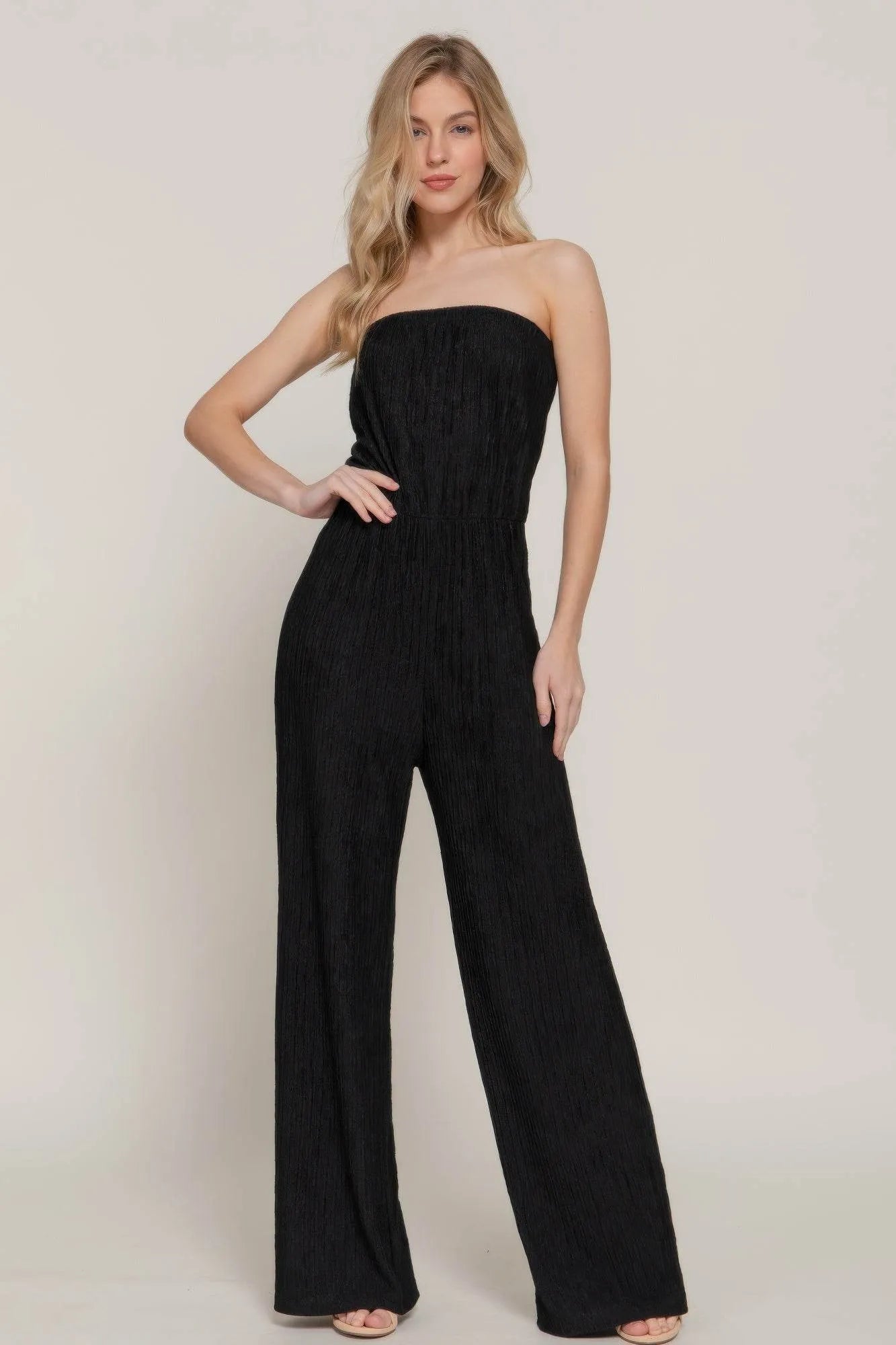 Crinkle Knit Tube Jumpsuit - Bona Fide Fashion