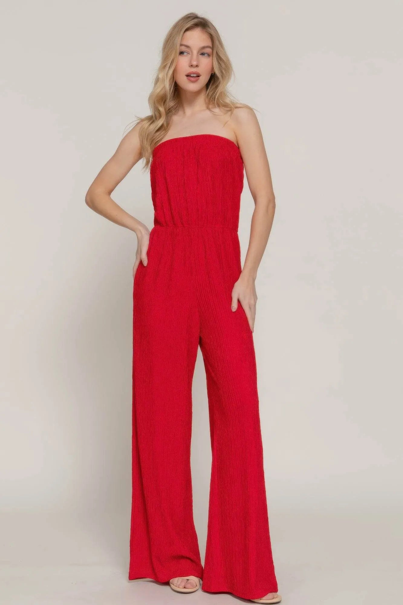 Crinkle Knit Tube Jumpsuit - Bona Fide Fashion