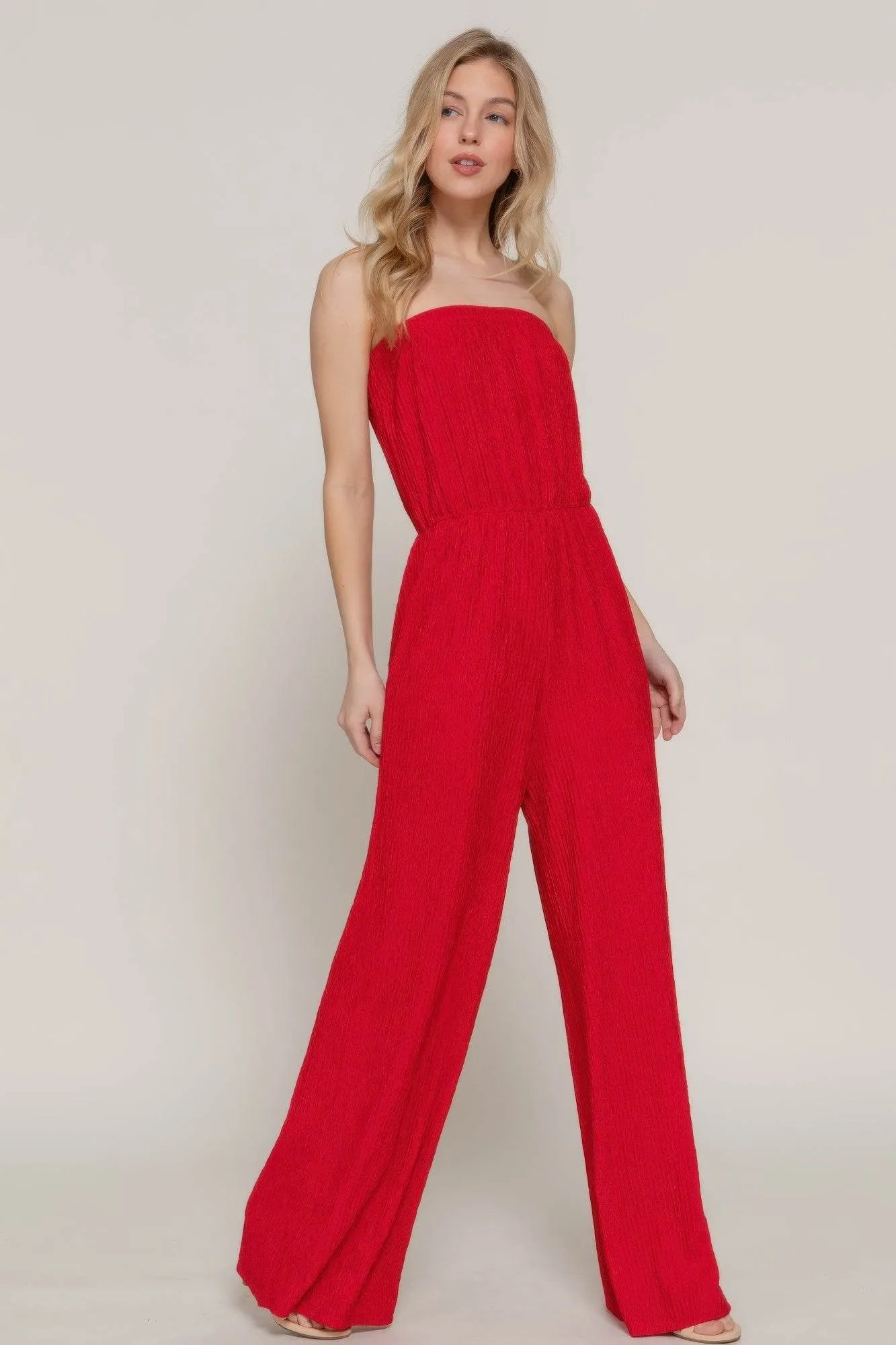 Crinkle Knit Tube Jumpsuit - Bona Fide Fashion