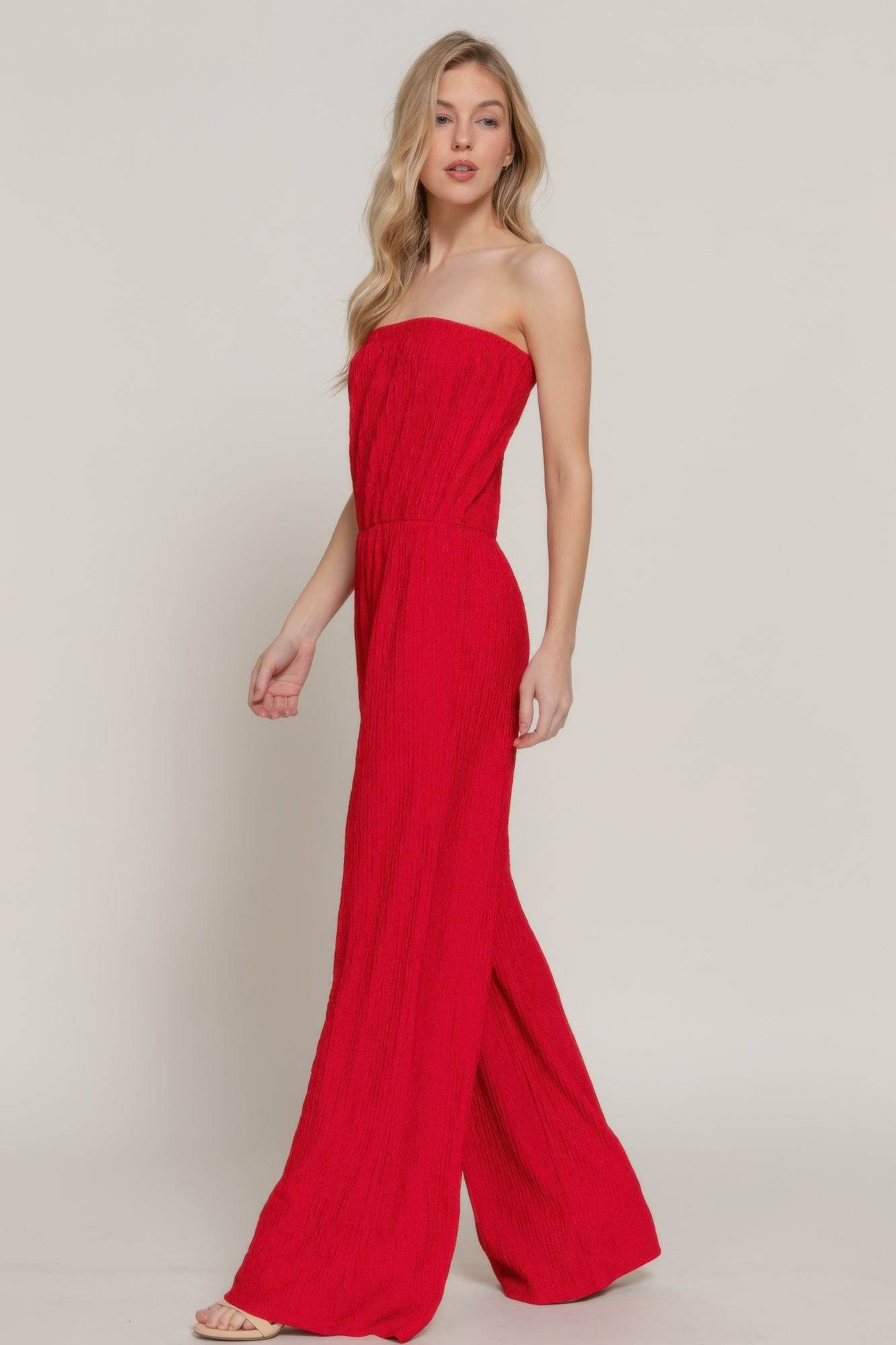 Crinkle Knit Tube Jumpsuit - Bona Fide Fashion