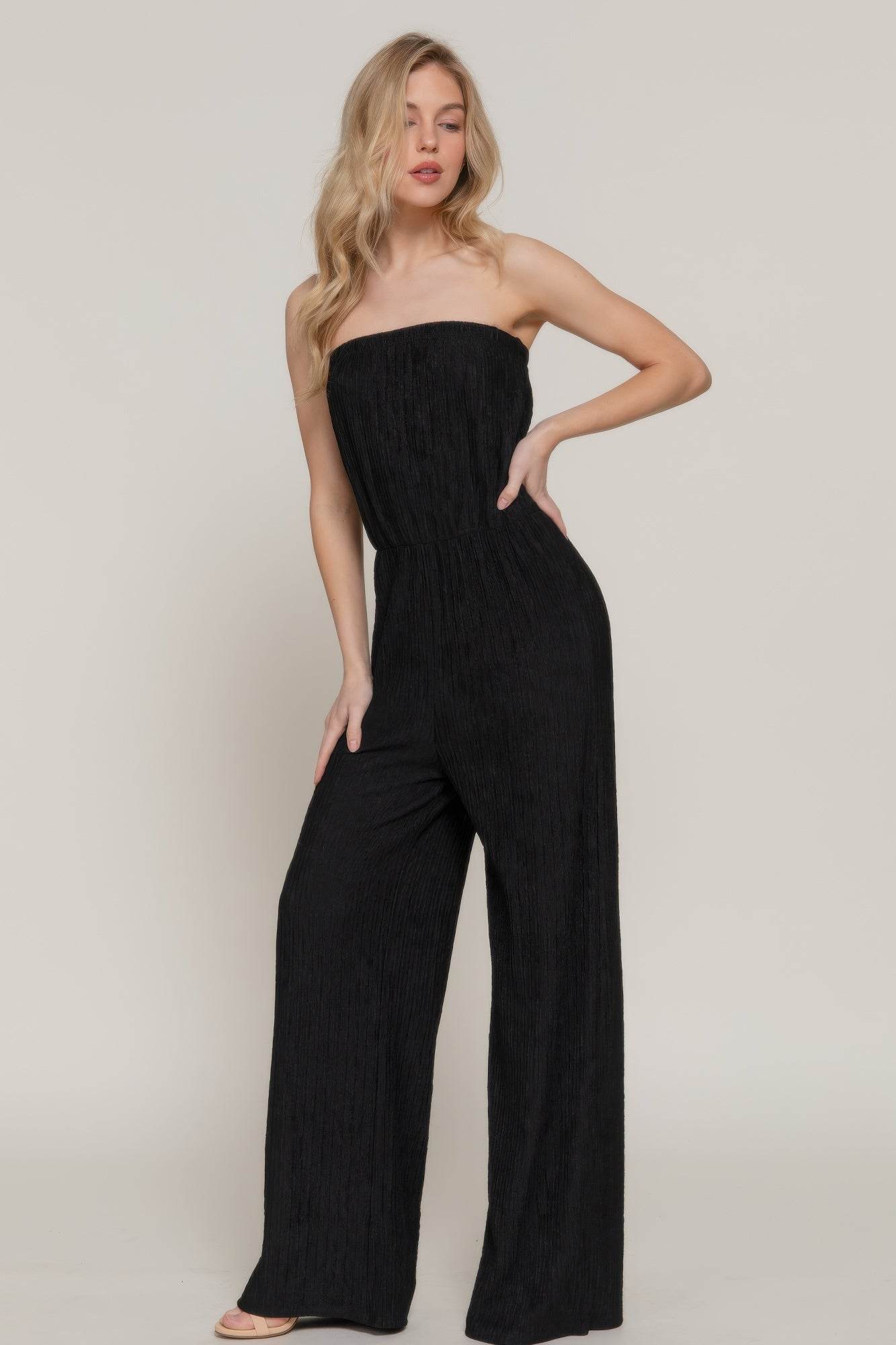 Crinkle Knit Tube Jumpsuit - Bona Fide Fashion