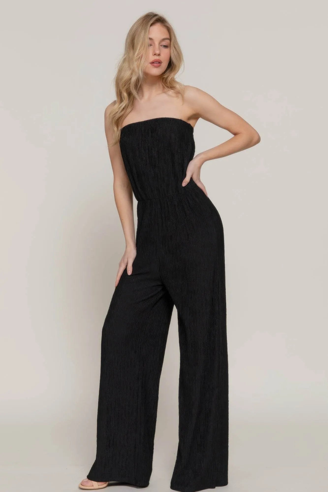 Crinkle Knit Tube Jumpsuit - Bona Fide Fashion