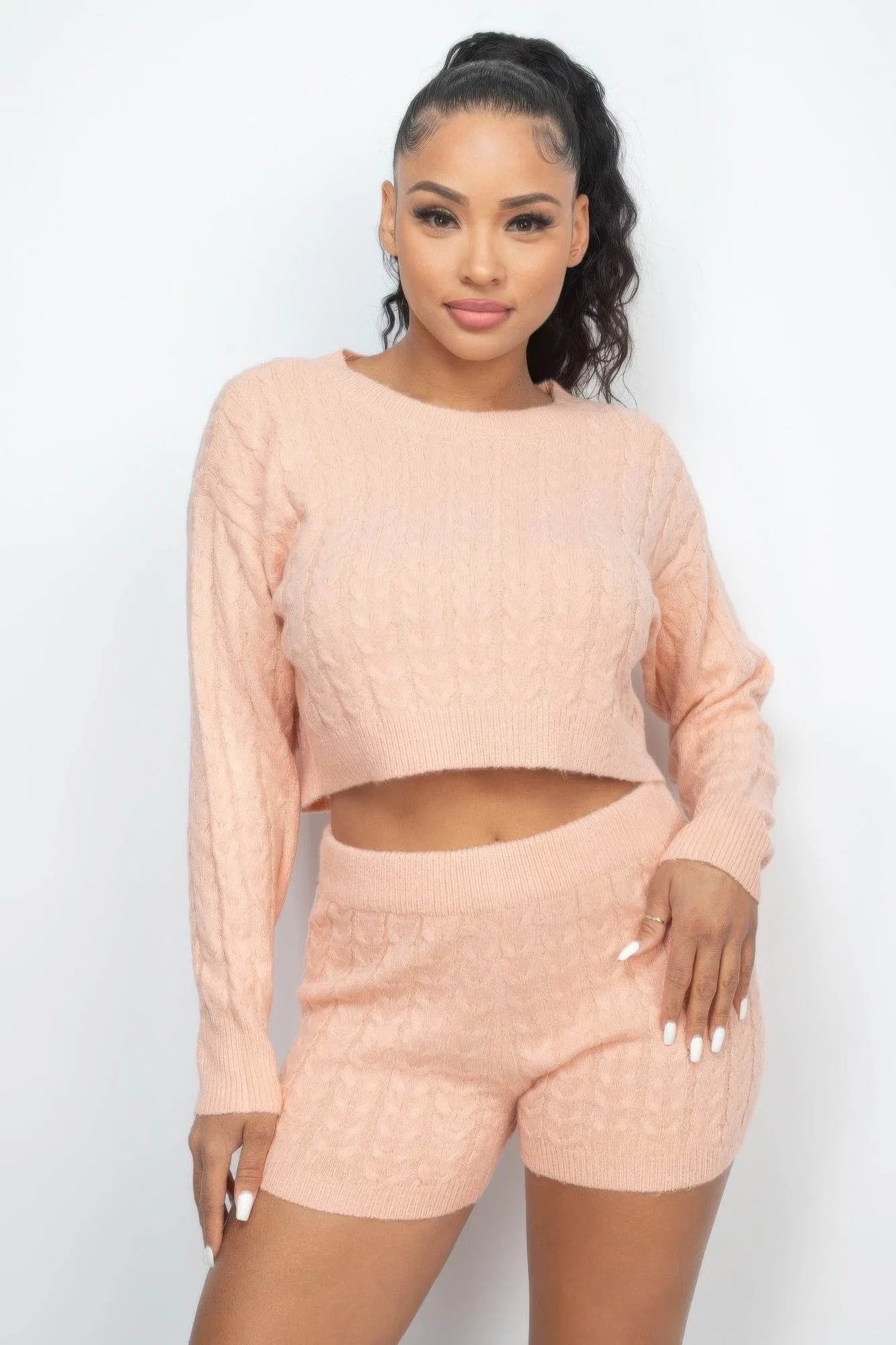 Ribbed Crop Top And Shorts Set - Bona Fide Fashion