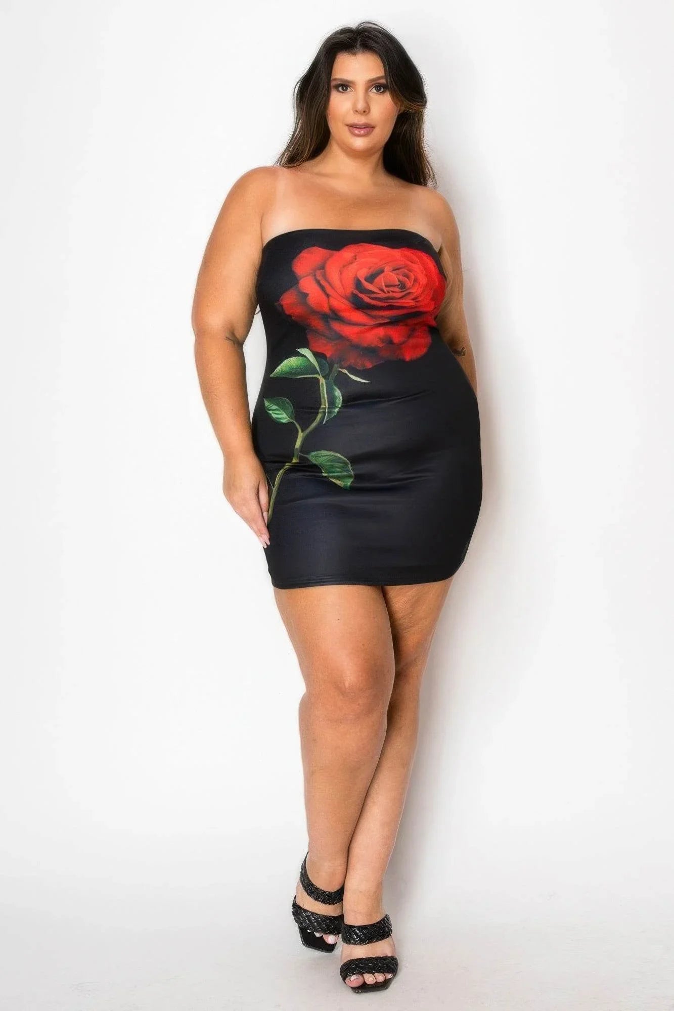 Tube Bodycon Mini Dress With Floral Print Front - Bona Fide Fashion