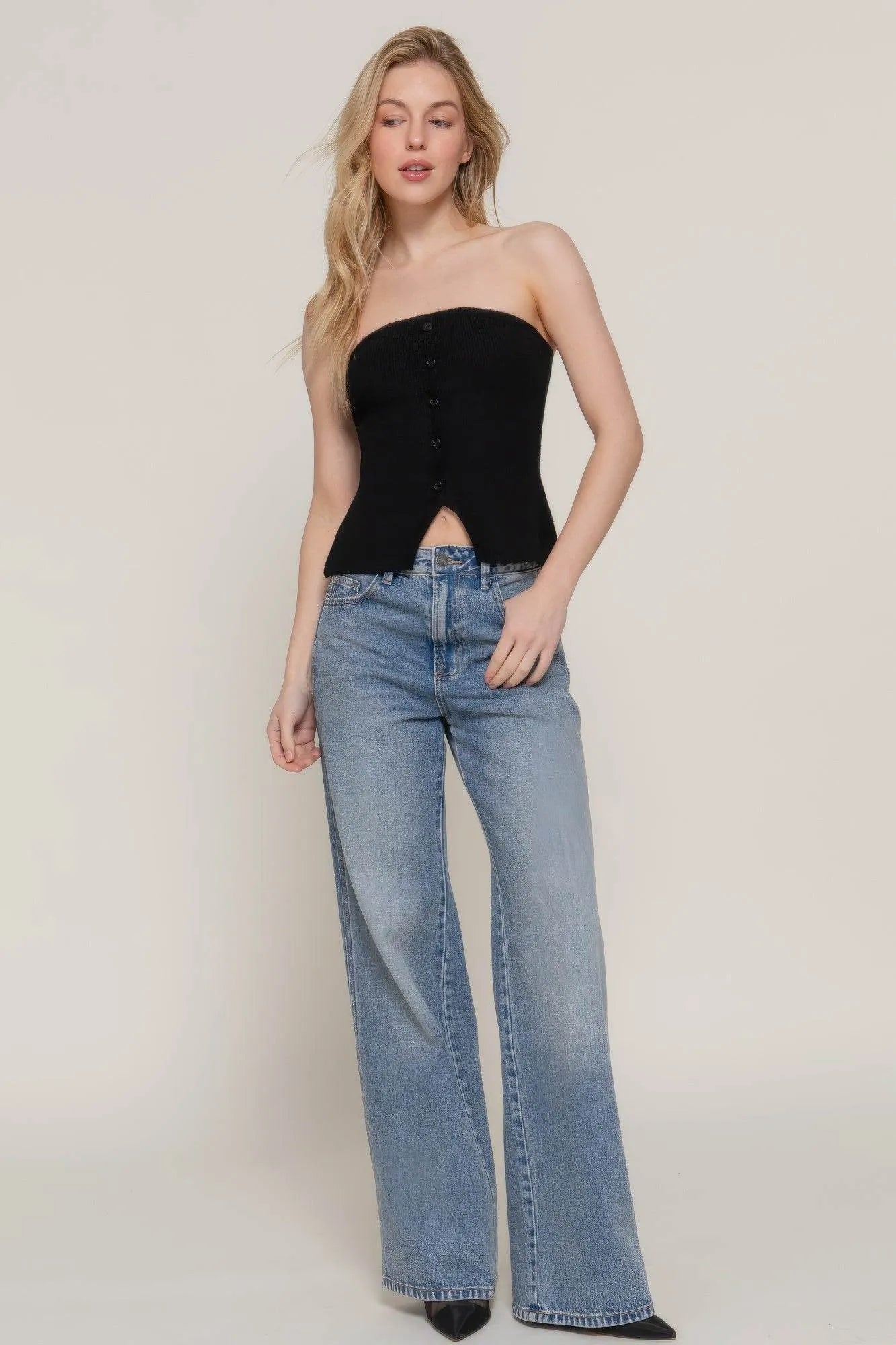 Button Down Tube Spring Sweater - Bona Fide Fashion