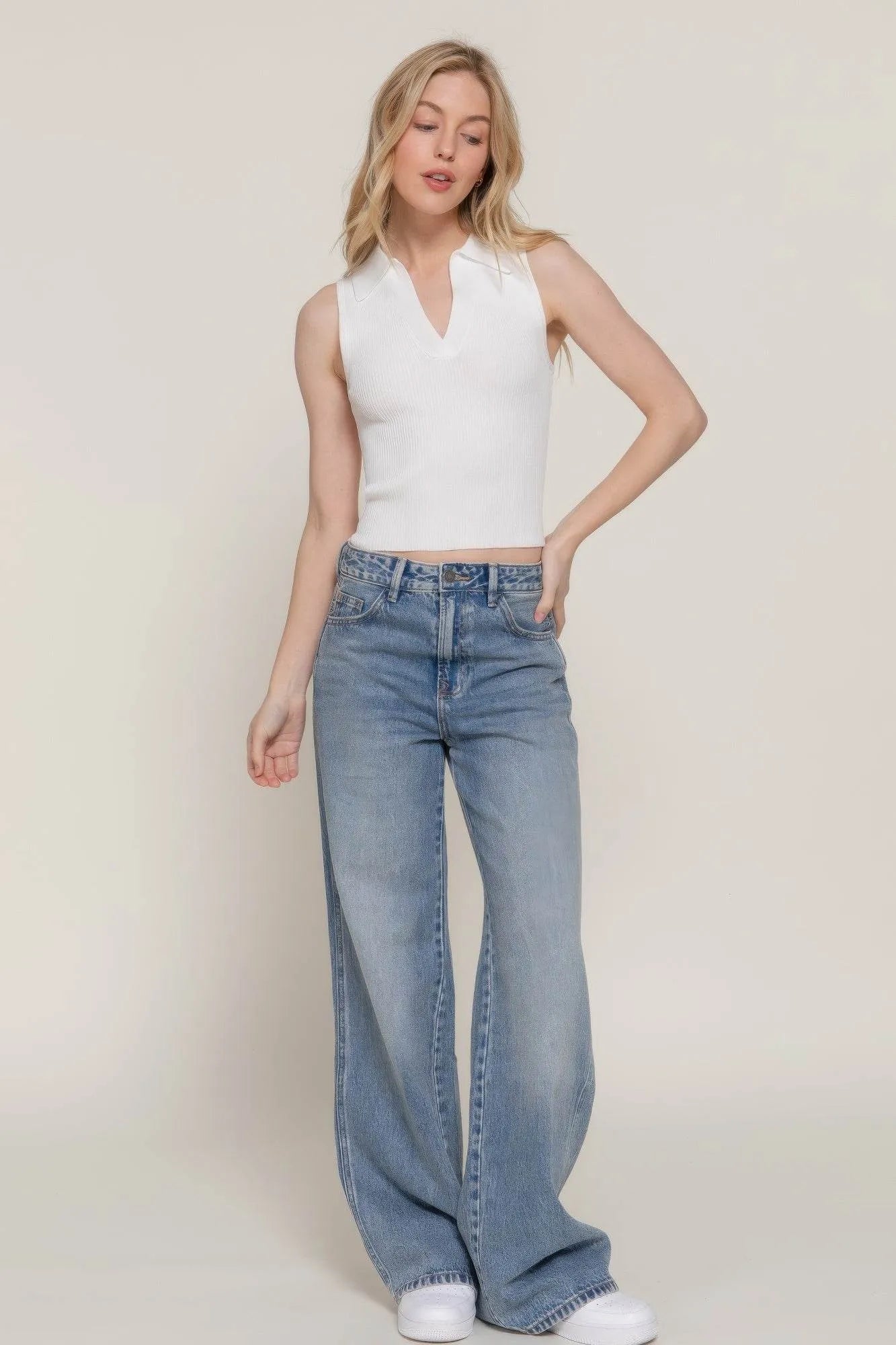 Sleeveless Polo Spring Sweater - Bona Fide Fashion