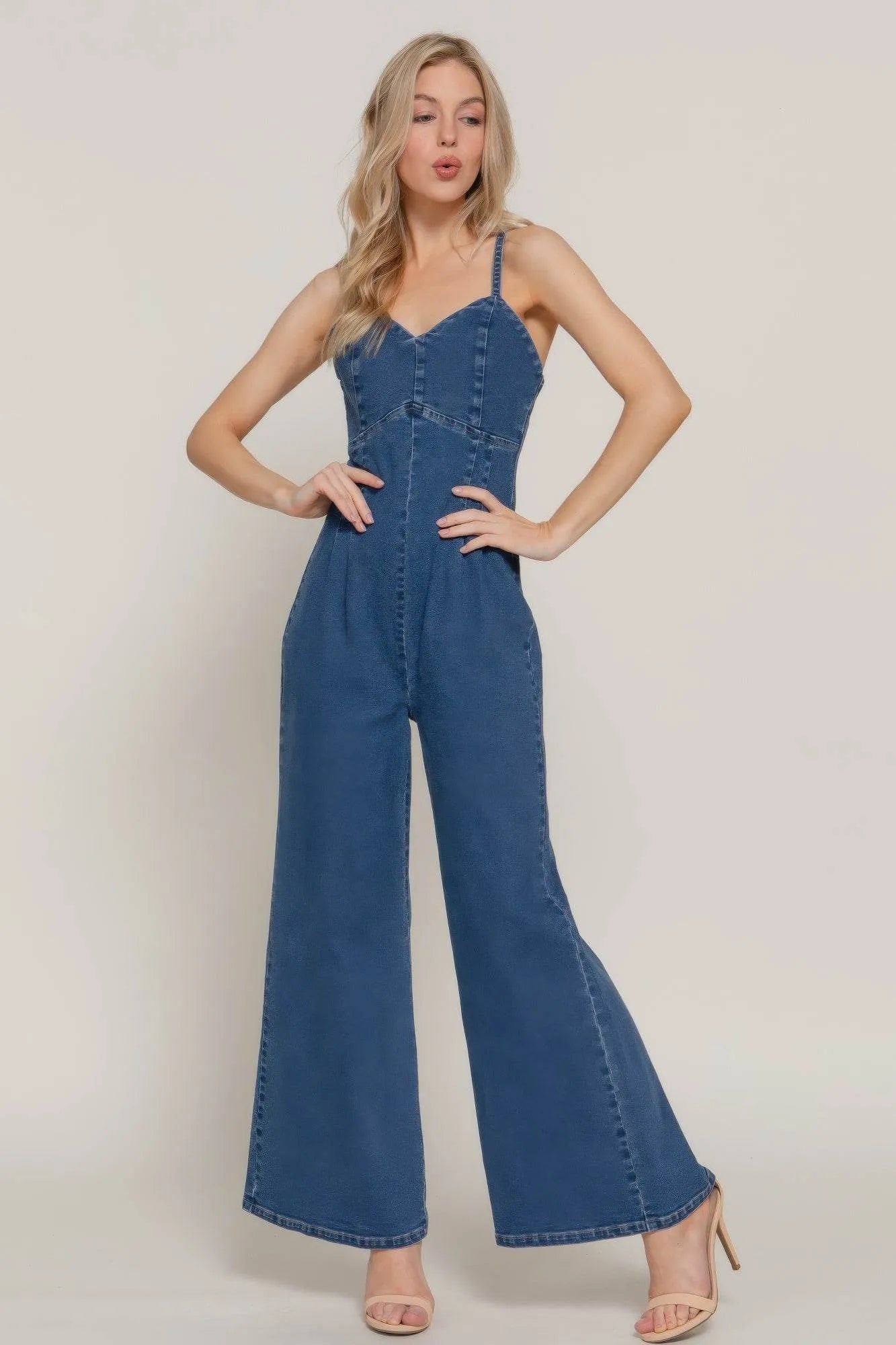Cami Stretch Denim Jumpsuit - Bona Fide Fashion