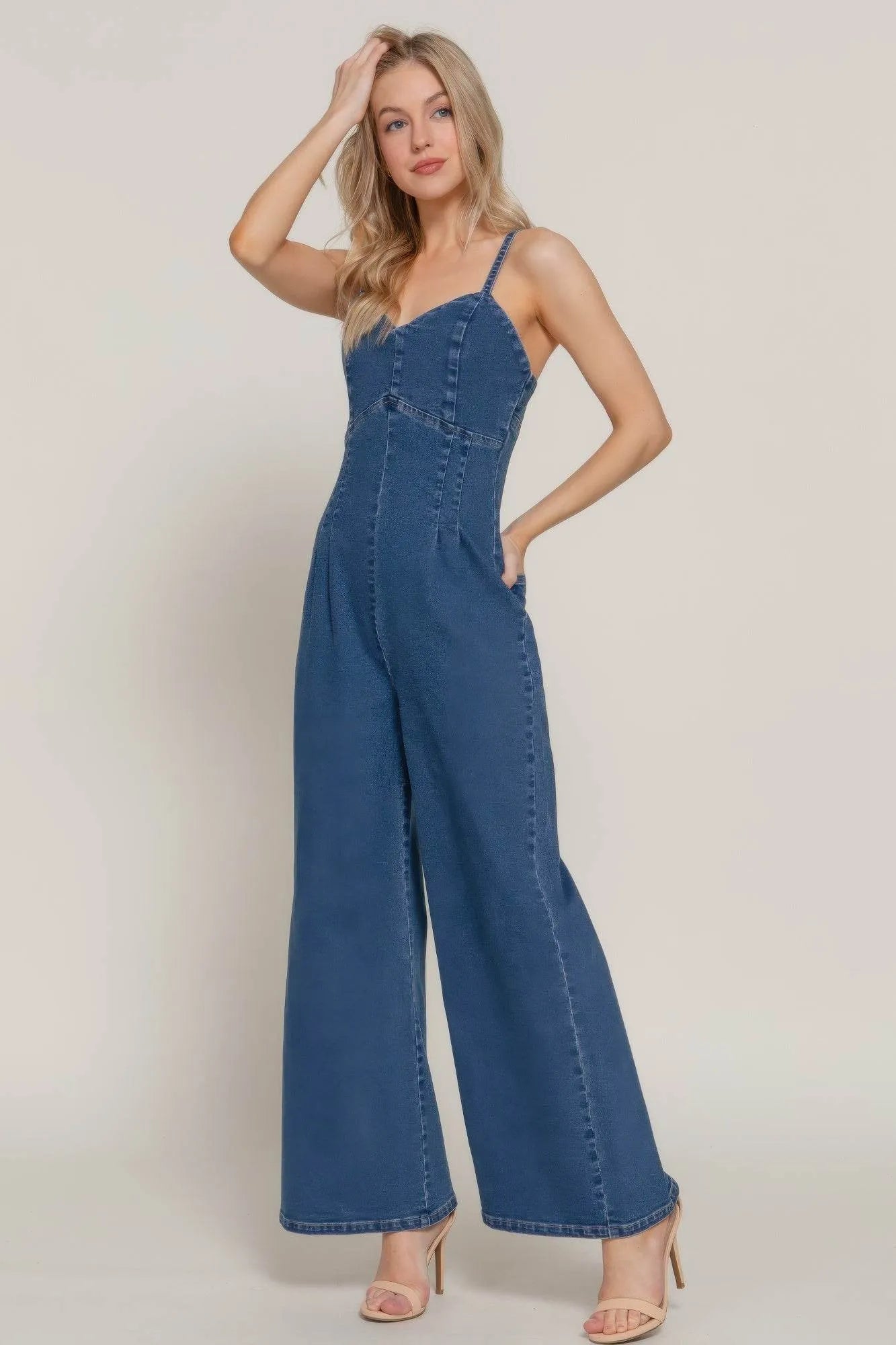 Cami Stretch Denim Jumpsuit - Bona Fide Fashion