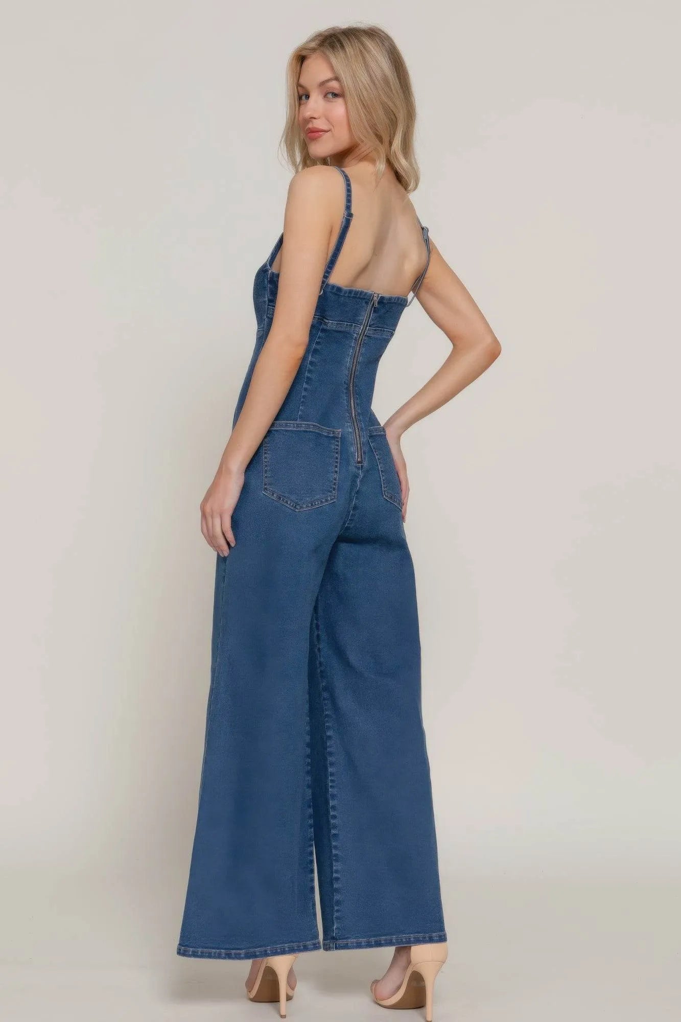 Cami Stretch Denim Jumpsuit - Bona Fide Fashion