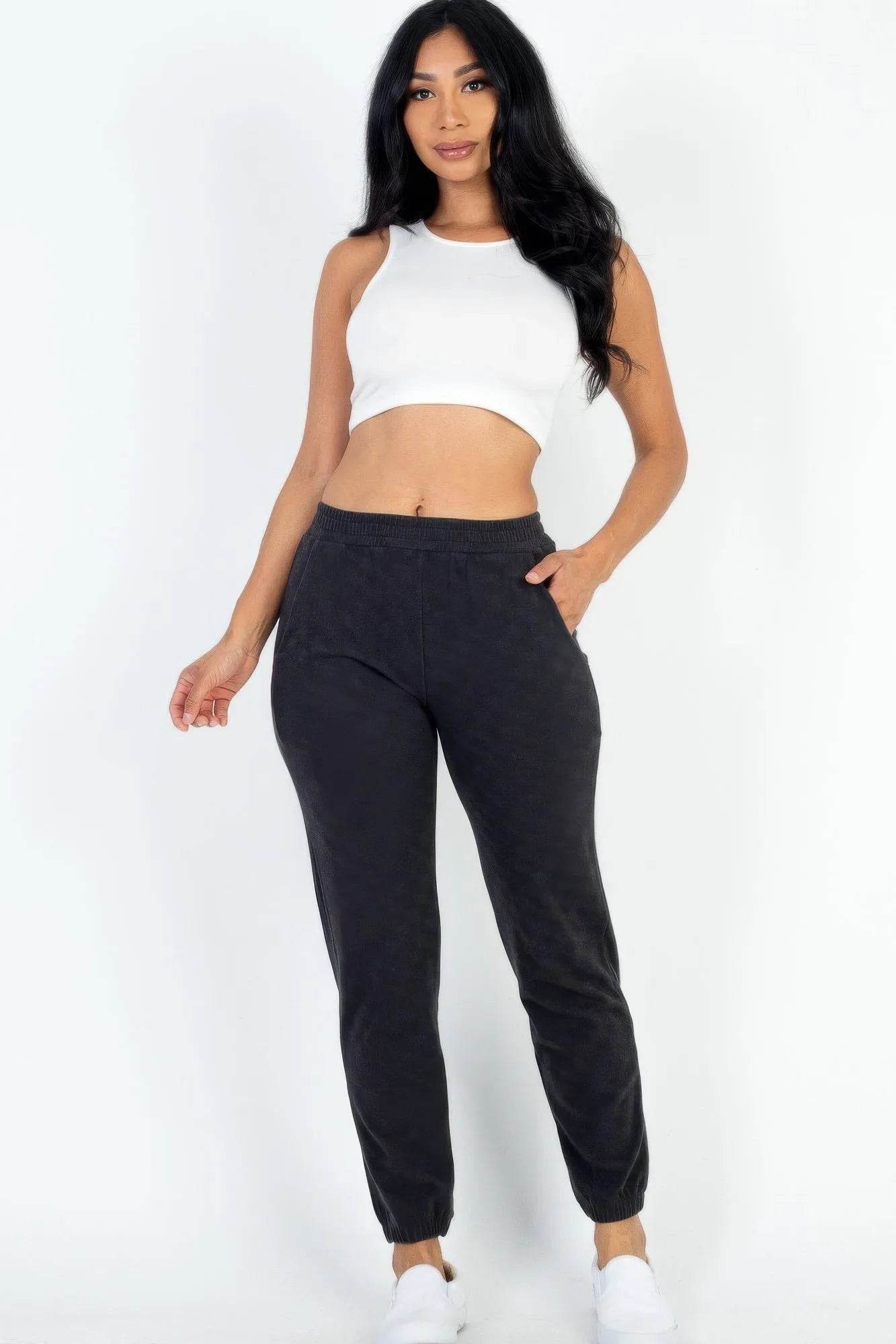Ribbed Side Pocket Joggers - Bona Fide Fashion