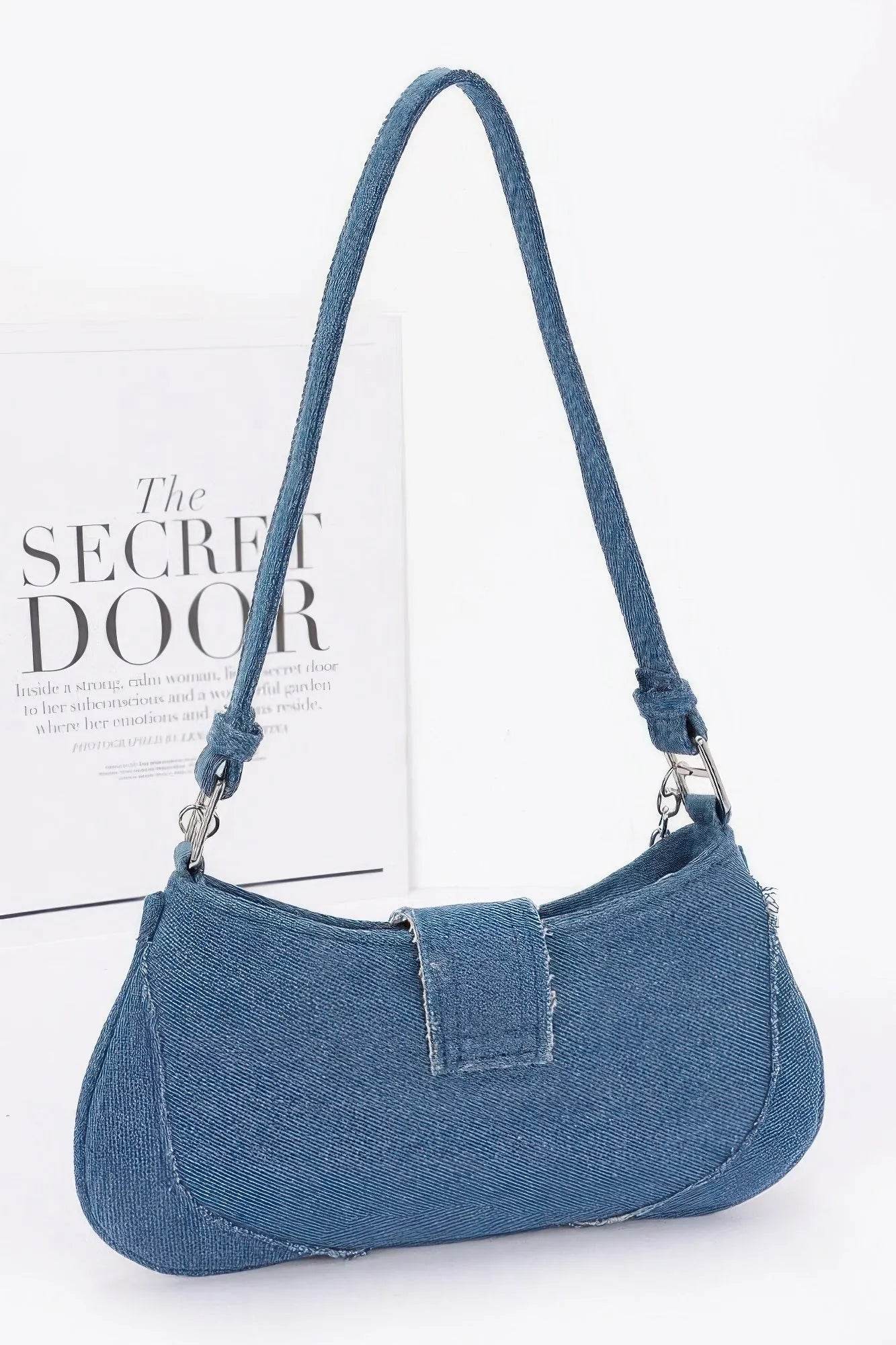 Faux Denim Handle Bag - Bona Fide Fashion