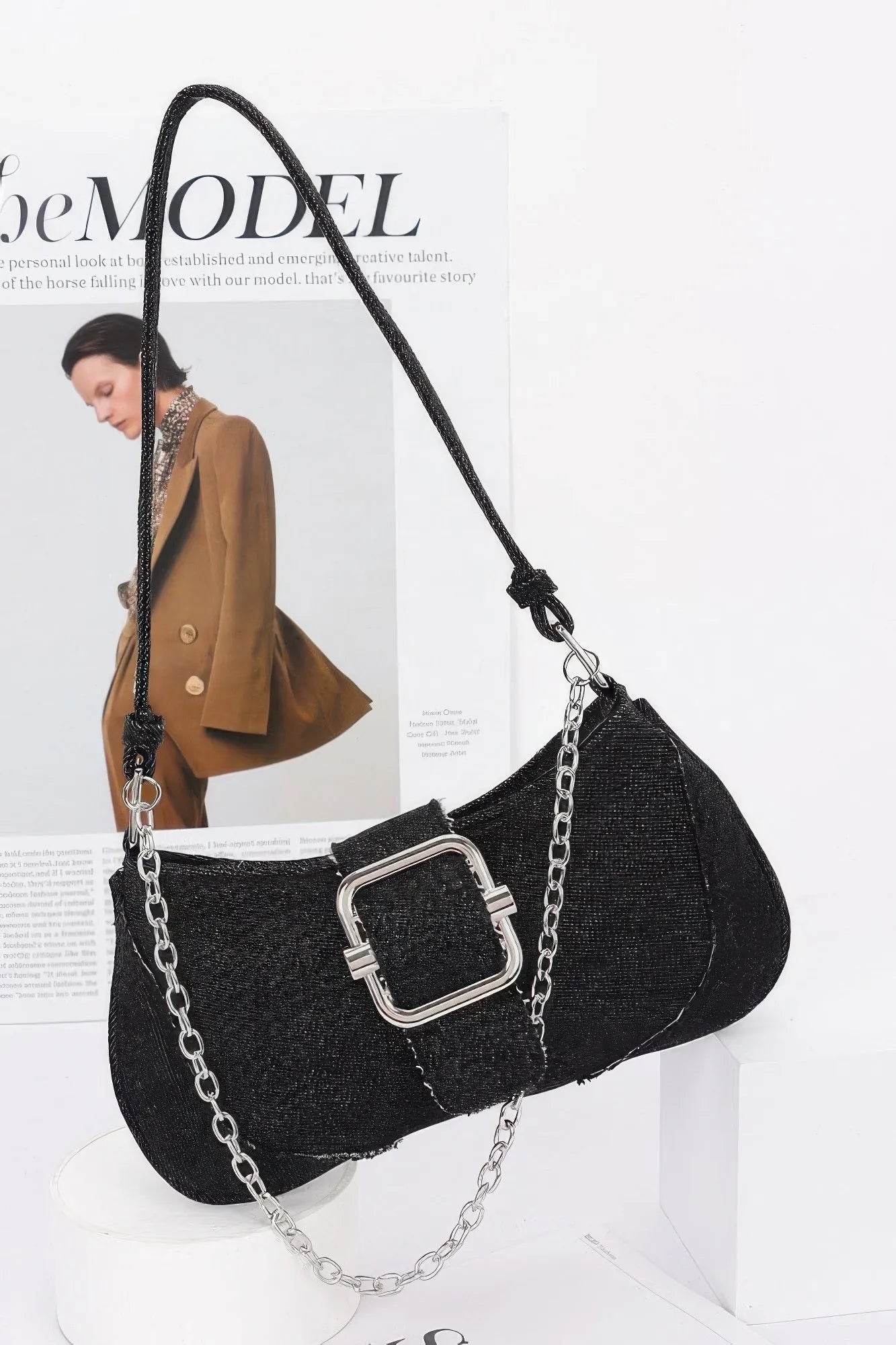 Faux Denim Handle Bag - Bona Fide Fashion