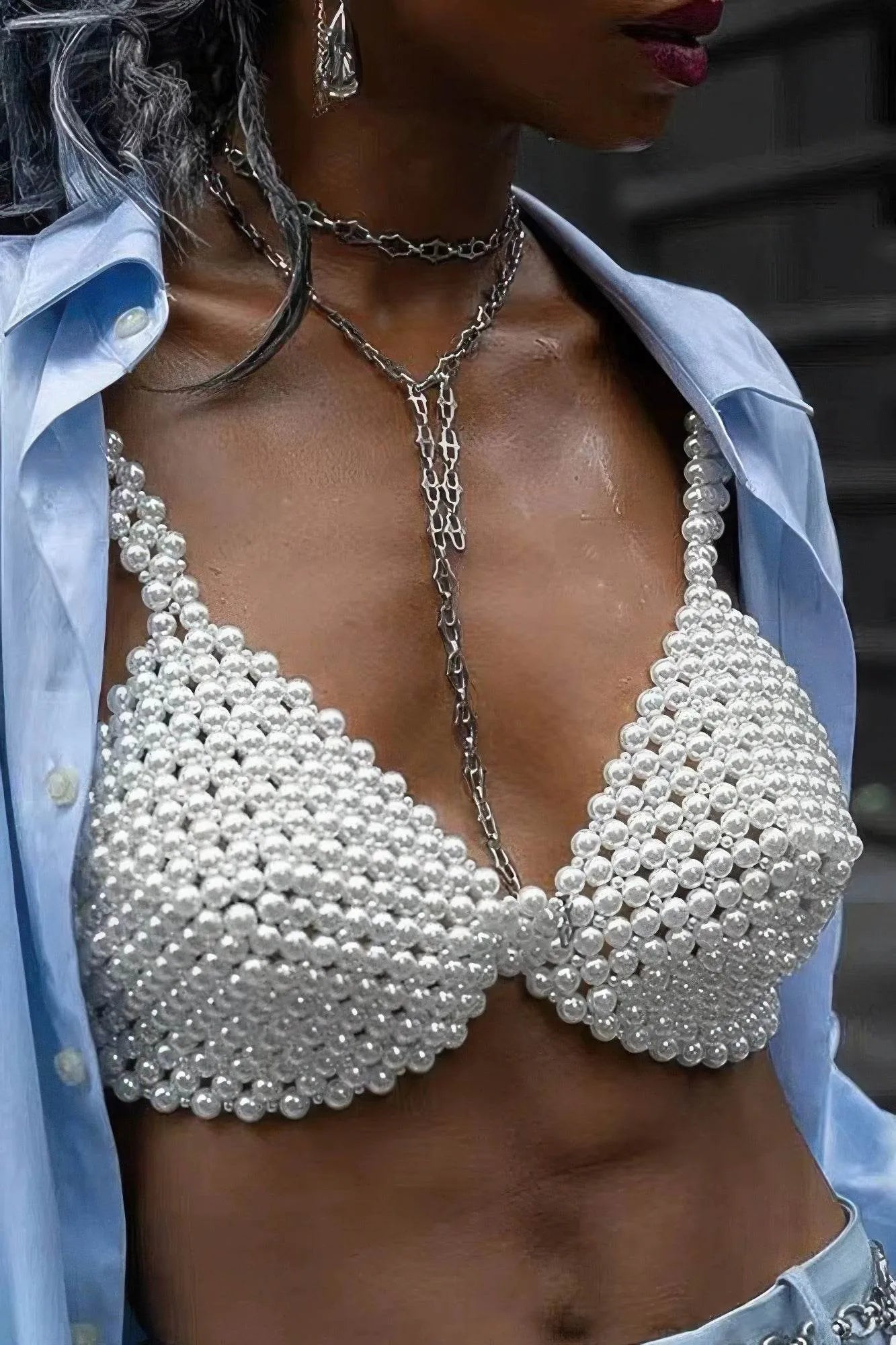 Faux Pearl Bra Top - Bona Fide Fashion