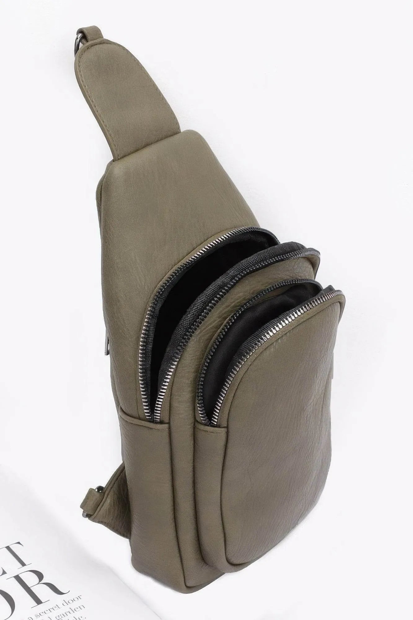 Faux Leather Sling Bag W/multi Color Strap - Bona Fide Fashion