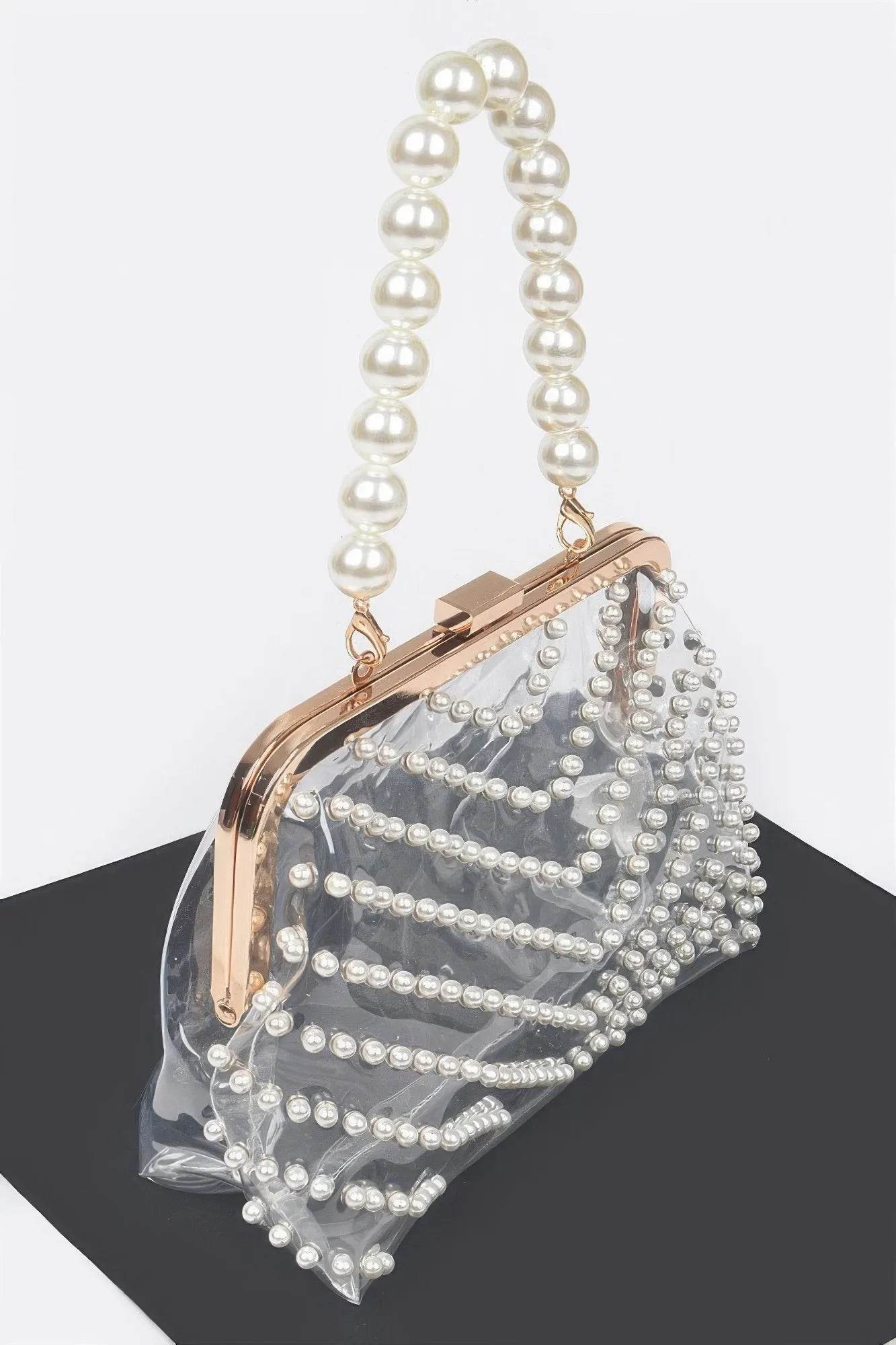 Stone Studded Transparent Clutch - Bona Fide Fashion