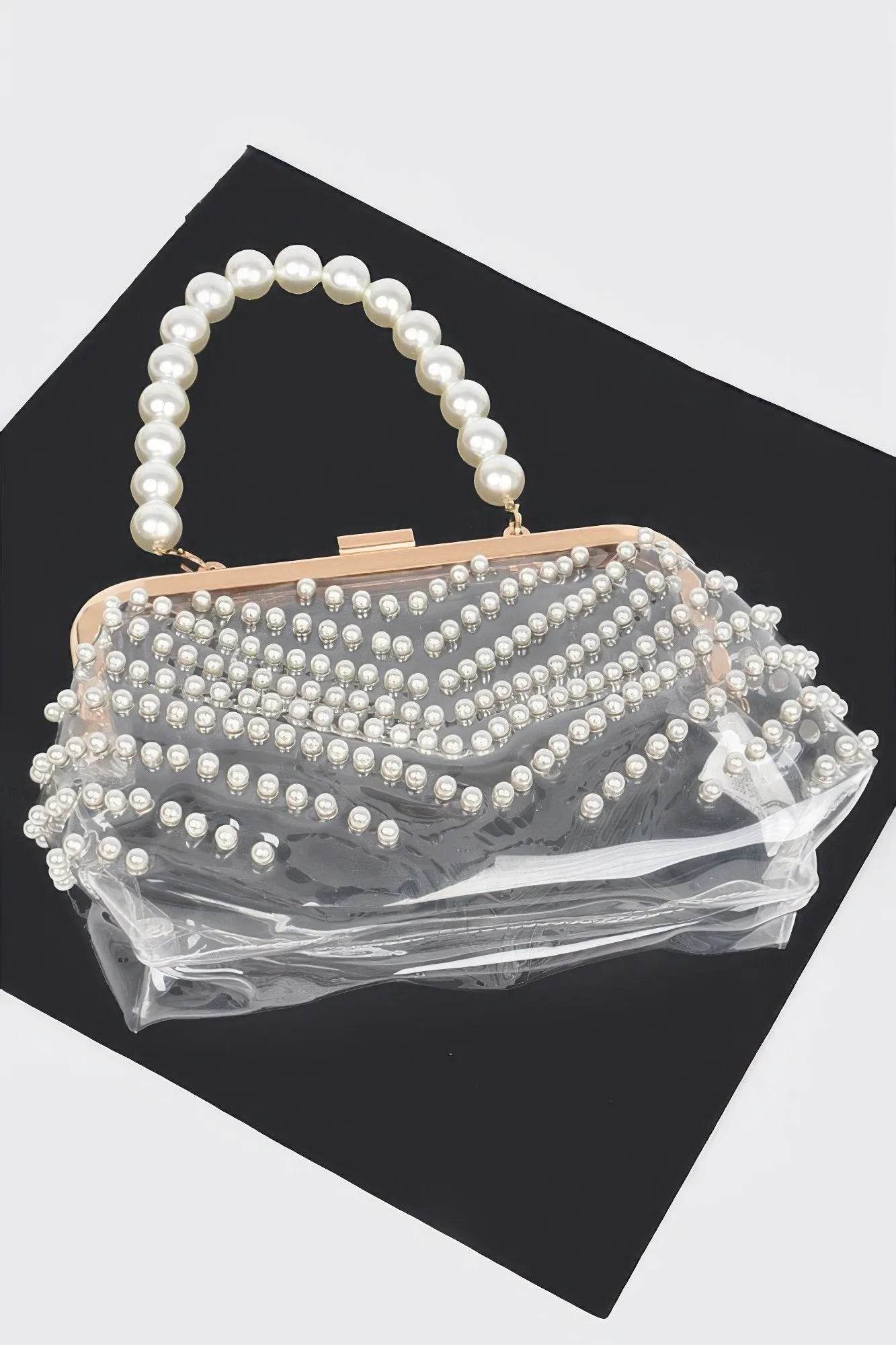 Stone Studded Transparent Clutch - Bona Fide Fashion