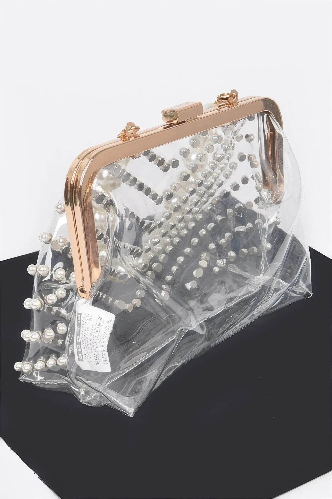 Stone Studded Transparent Clutch - Bona Fide Fashion