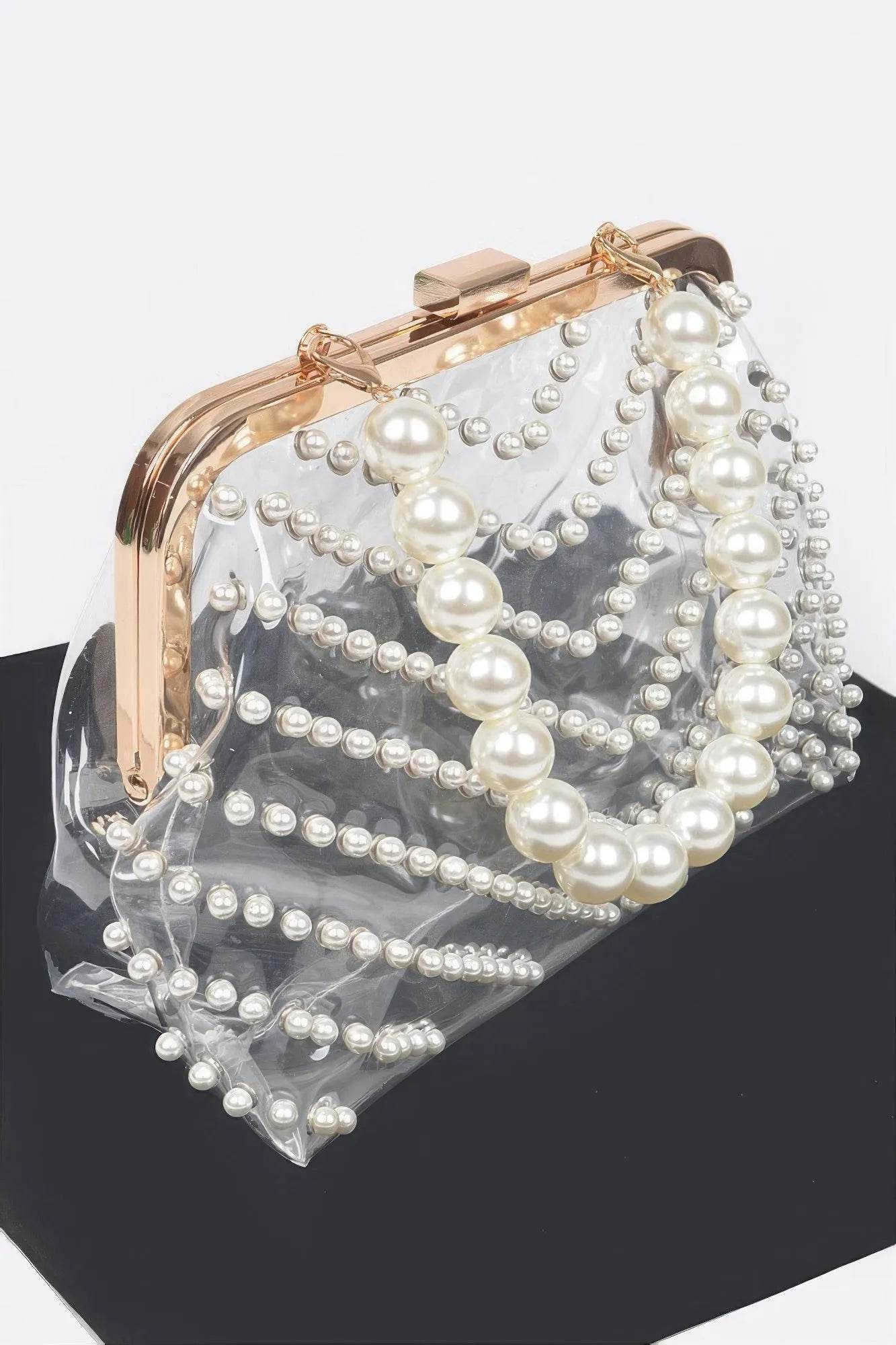 Stone Studded Transparent Clutch - Bona Fide Fashion