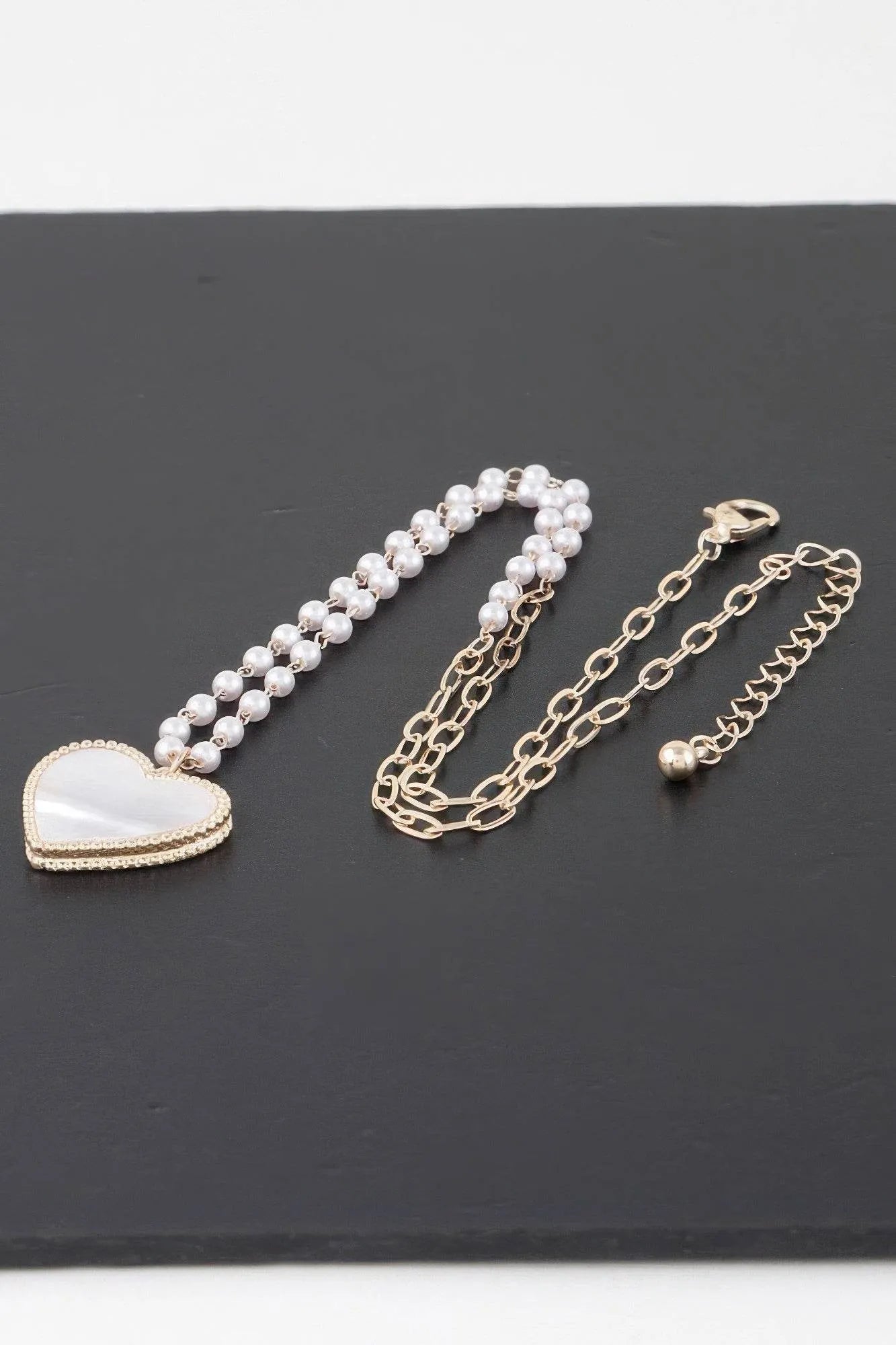 Pearled Marble Heart Necklace - Bona Fide Fashion