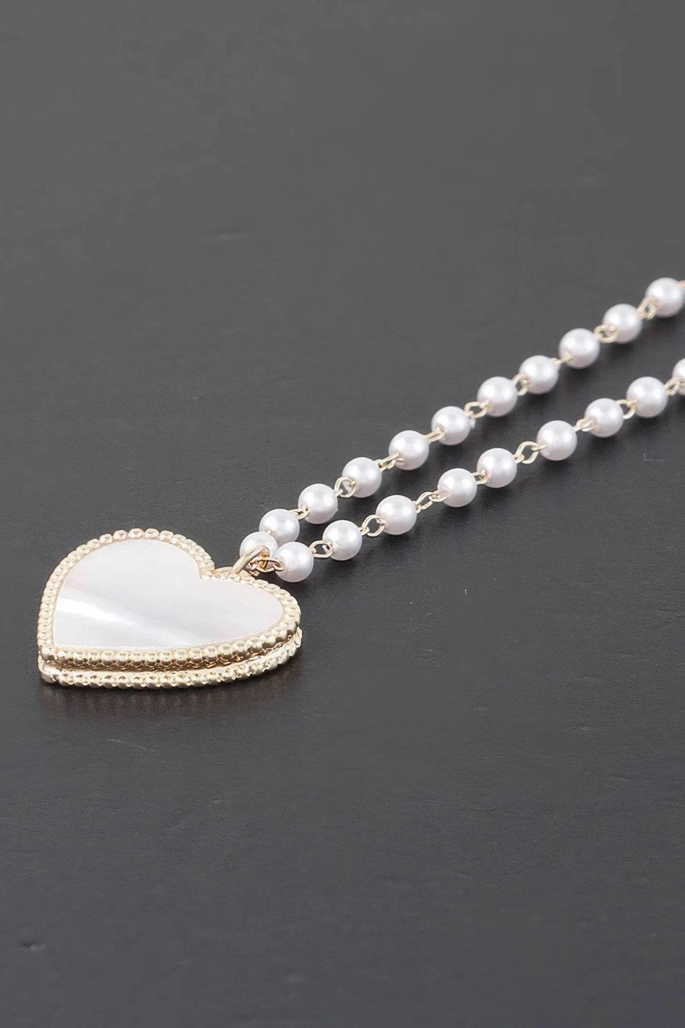 Pearled Marble Heart Necklace - Bona Fide Fashion