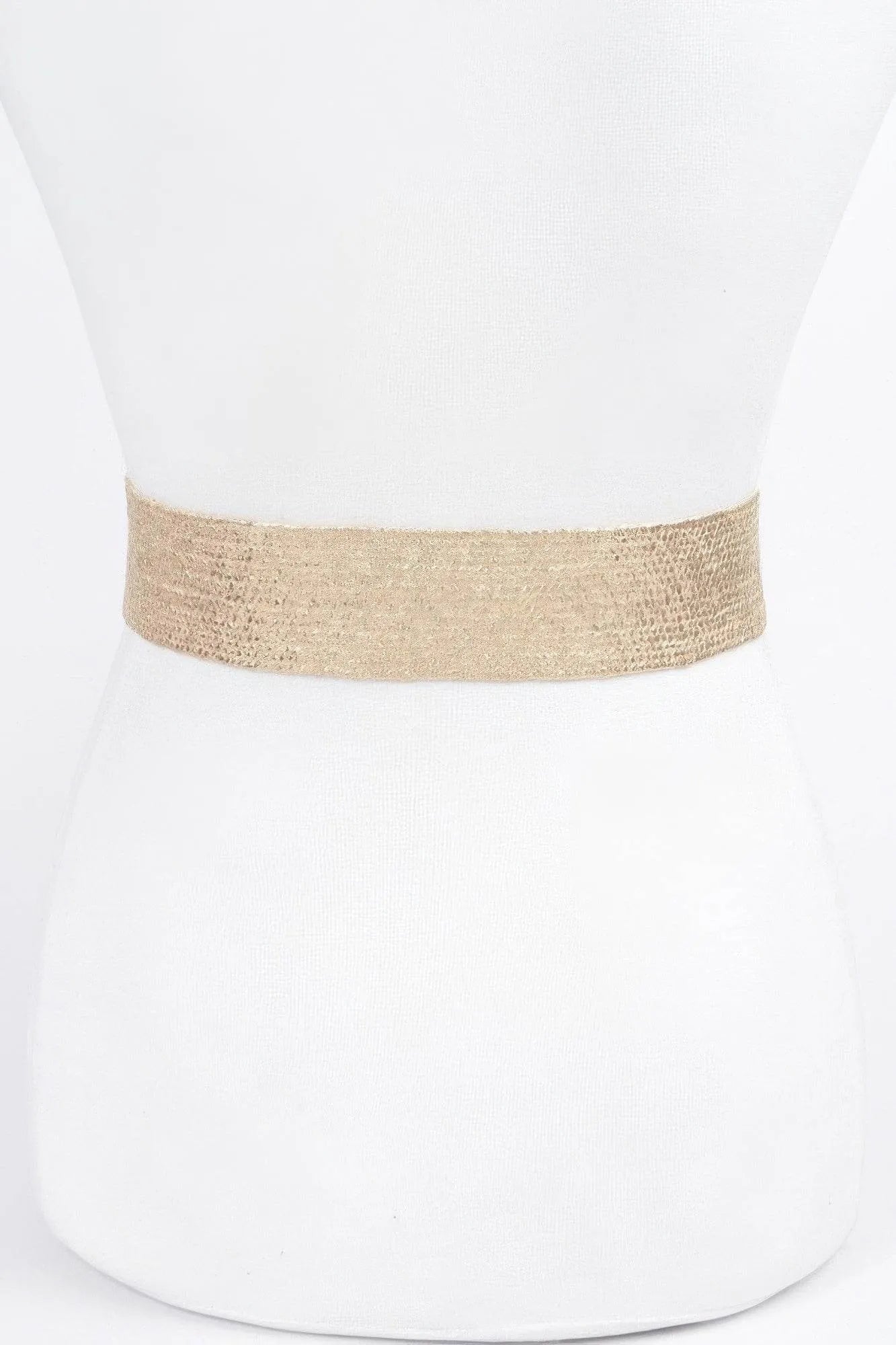 Metallic Stretch Belt W/pearl Metal Bucklt - Bona Fide Fashion