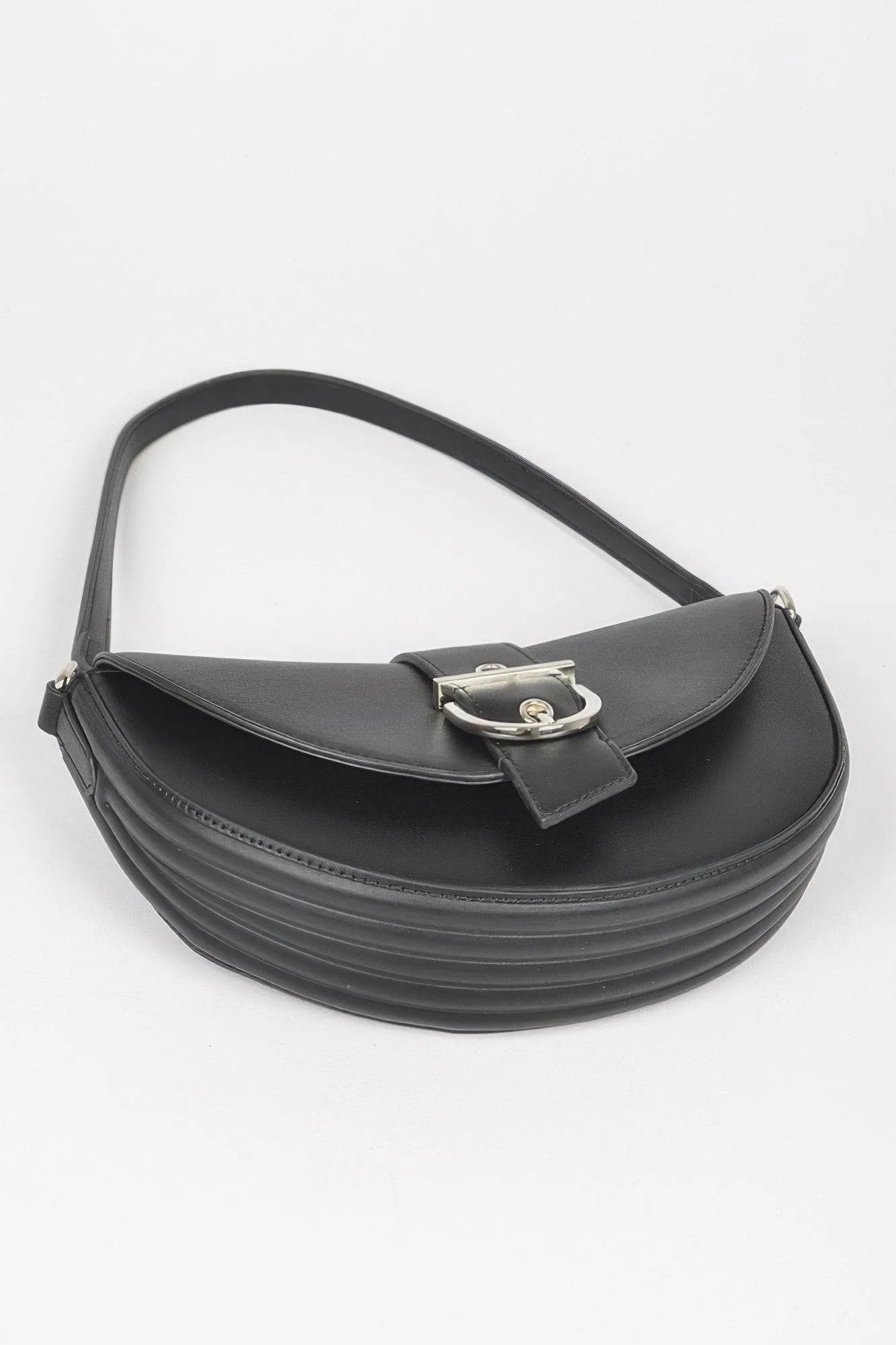 Faux Leather Buckle Shoulder Bag - Bona Fide Fashion