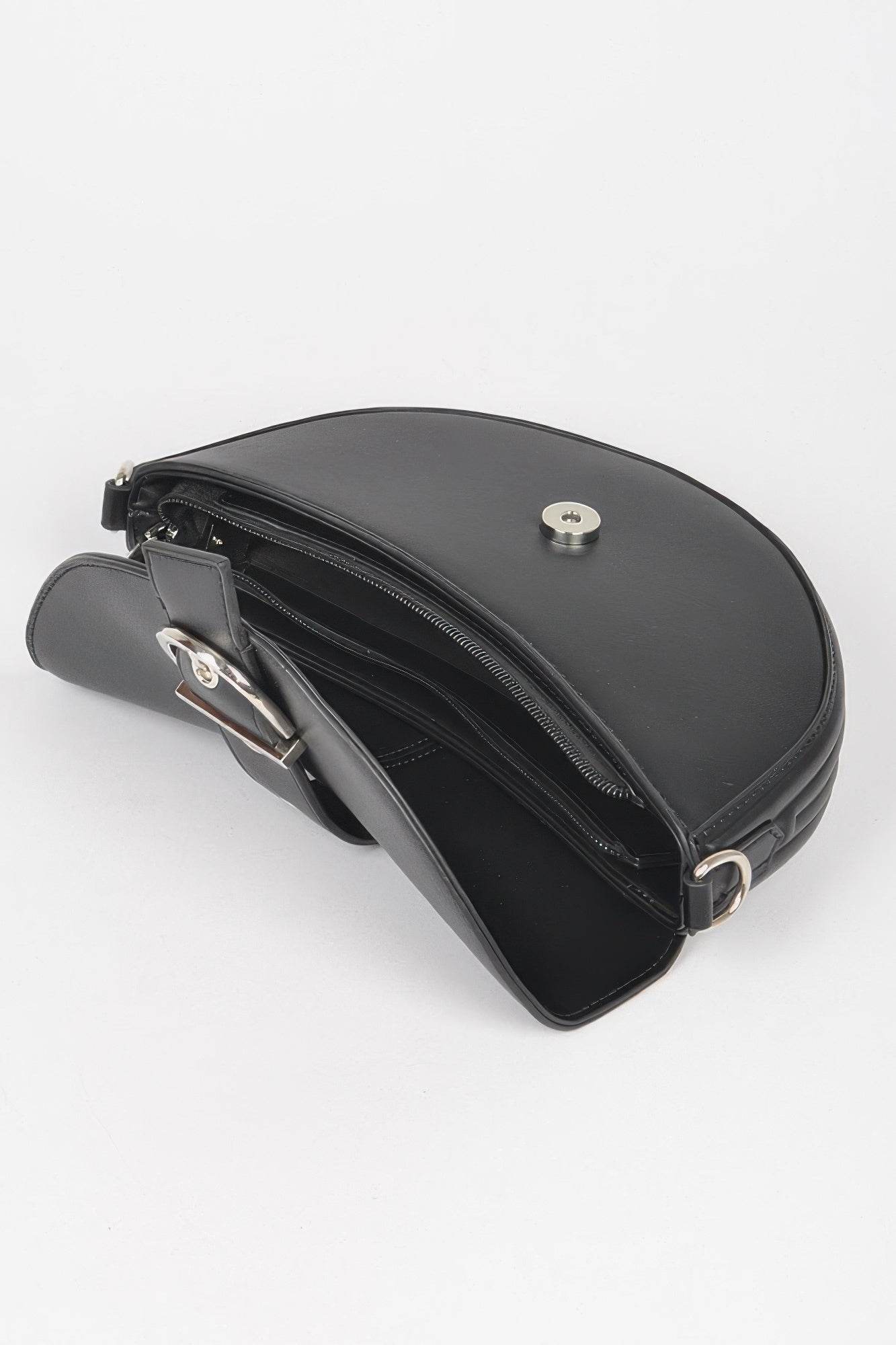 Faux Leather Buckle Shoulder Bag - Bona Fide Fashion