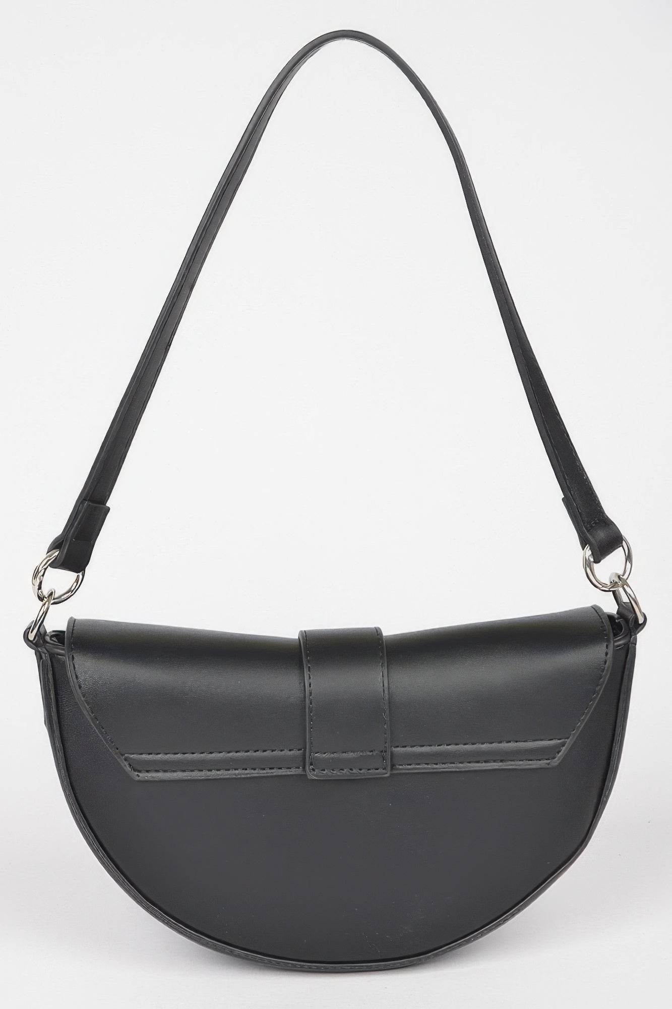 Faux Leather Buckle Shoulder Bag - Bona Fide Fashion