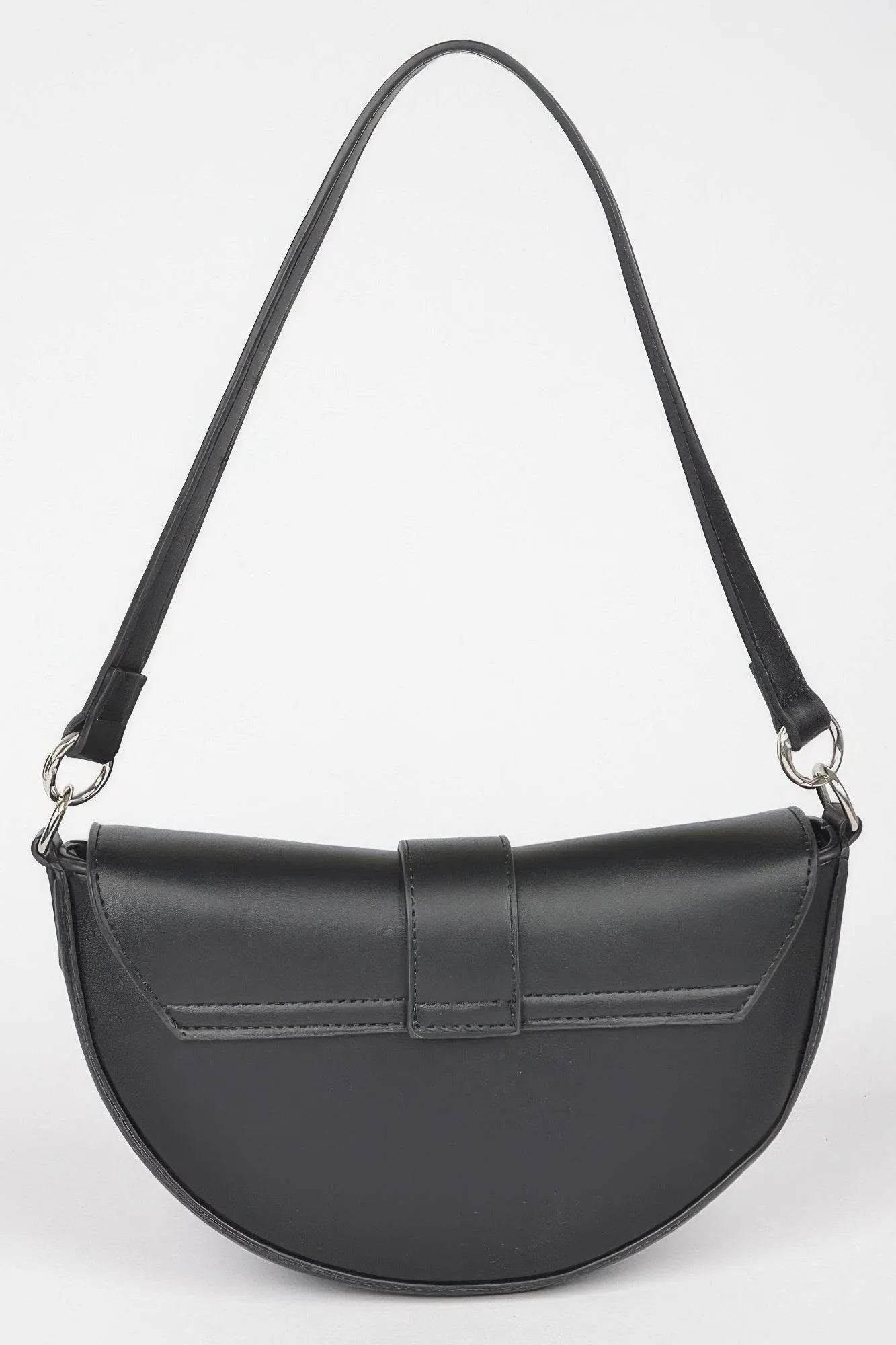 Faux Leather Buckle Shoulder Bag - Bona Fide Fashion