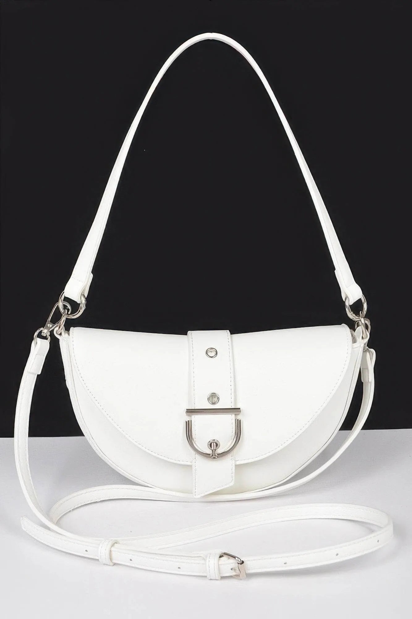 Faux Leather Buckle Shoulder Bag - Bona Fide Fashion