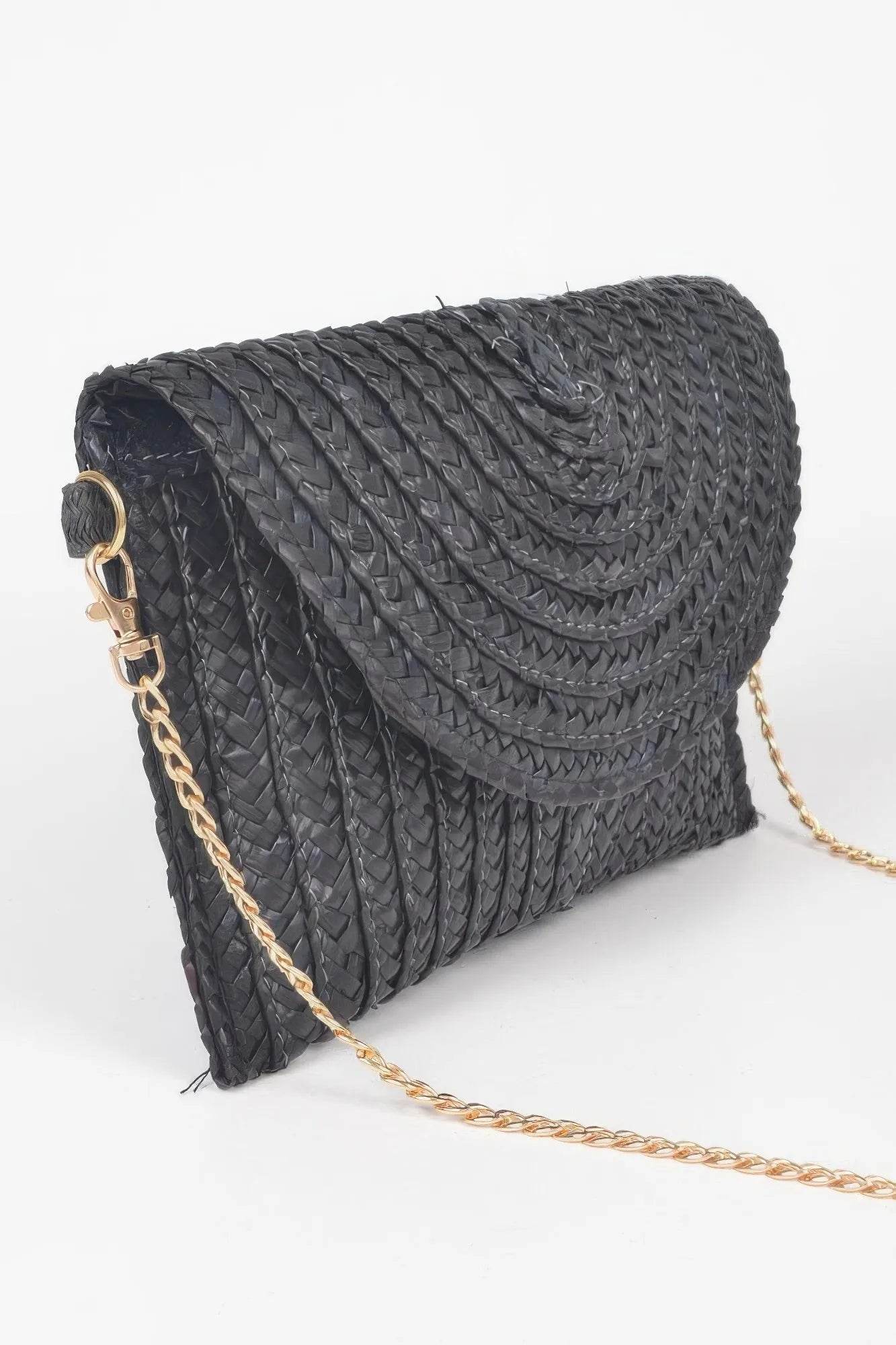 Straw Pom Pom Flap Bag - Bona Fide Fashion