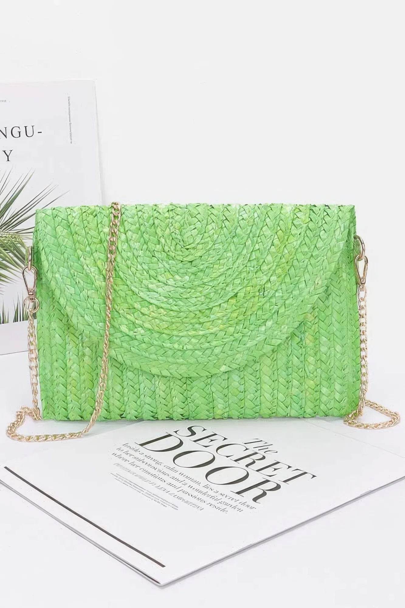 Straw Pom Pom Flap Bag - Bona Fide Fashion