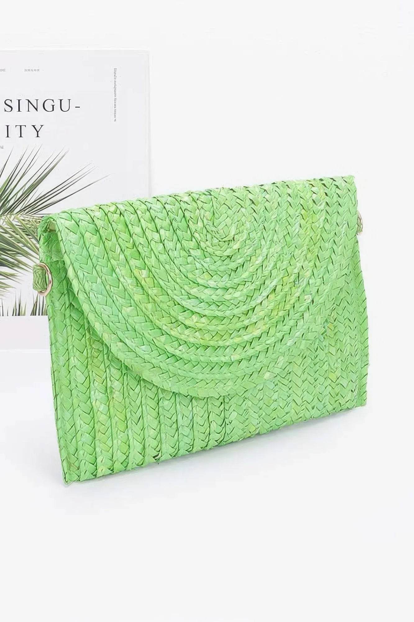 Straw Pom Pom Flap Bag - Bona Fide Fashion