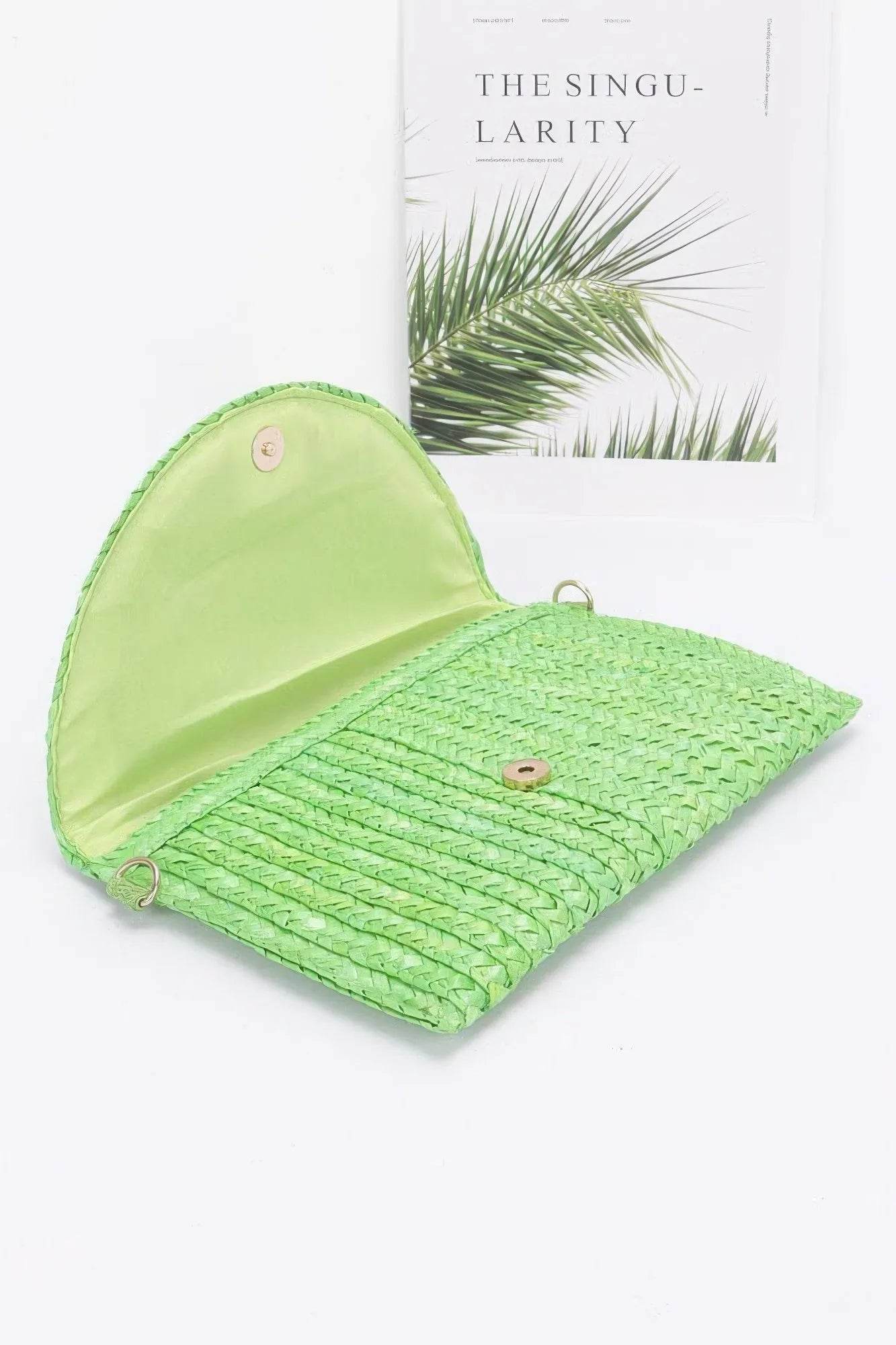 Straw Pom Pom Flap Bag - Bona Fide Fashion