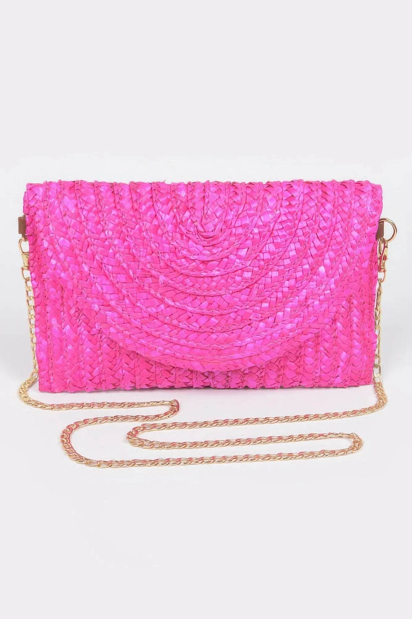 Straw Pom Pom Flap Bag - Bona Fide Fashion