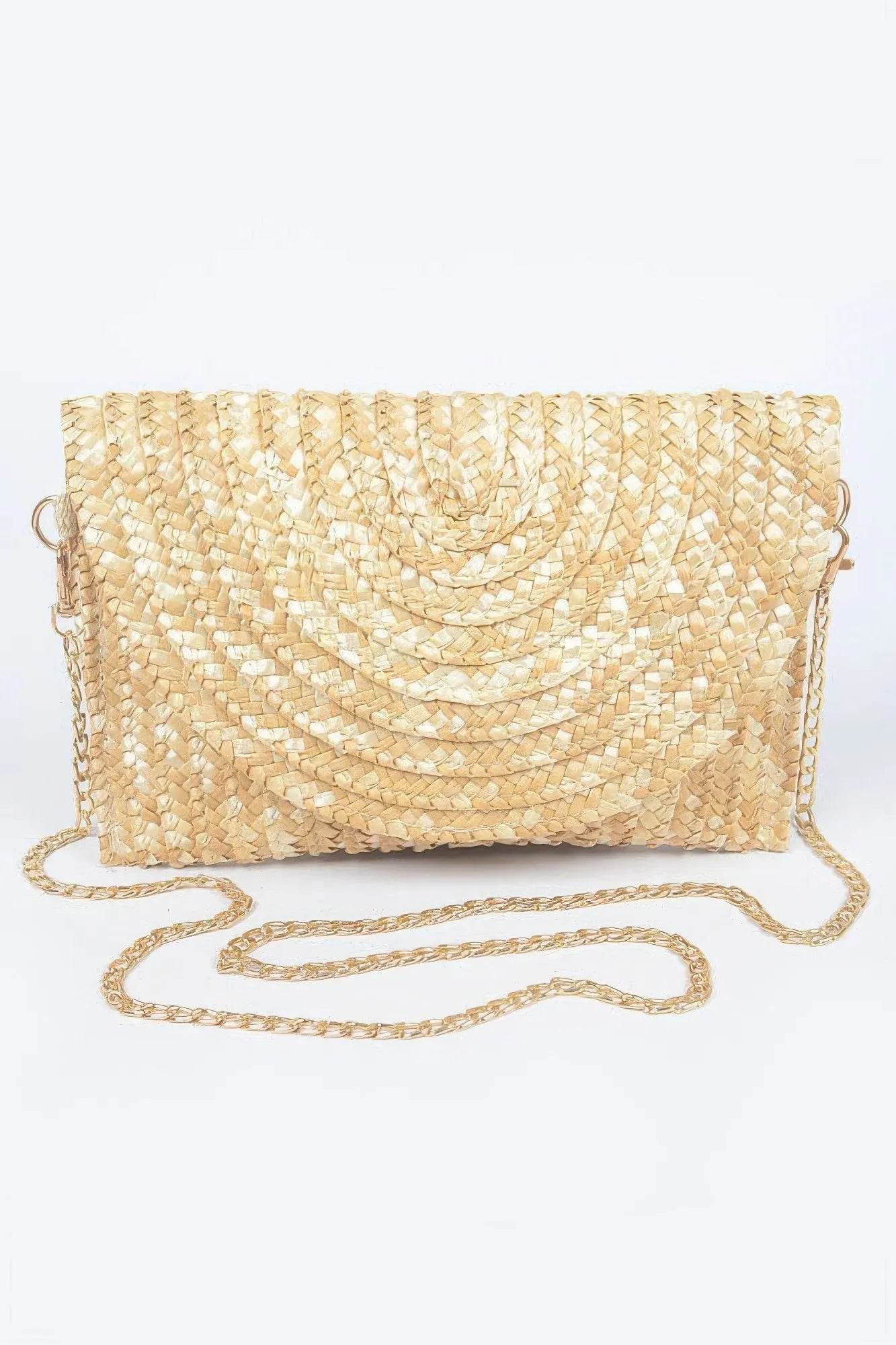 Straw Pom Pom Flap Bag - Bona Fide Fashion