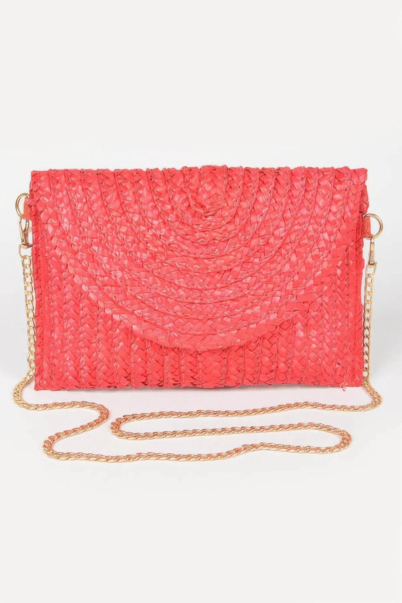 Straw Pom Pom Flap Bag - Bona Fide Fashion