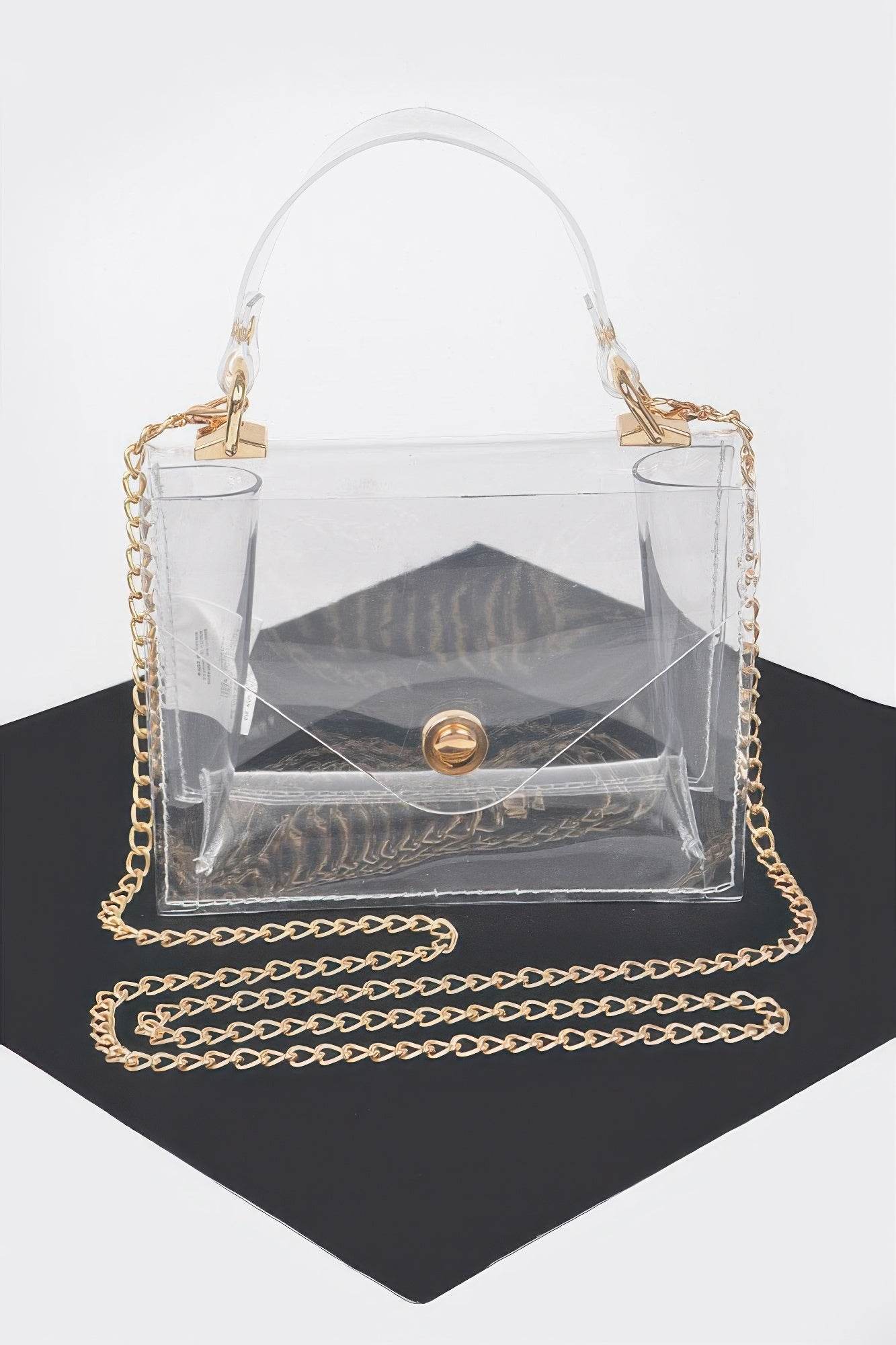 Clear Pvc Top Handle Crossbody Bag - Bona Fide Fashion