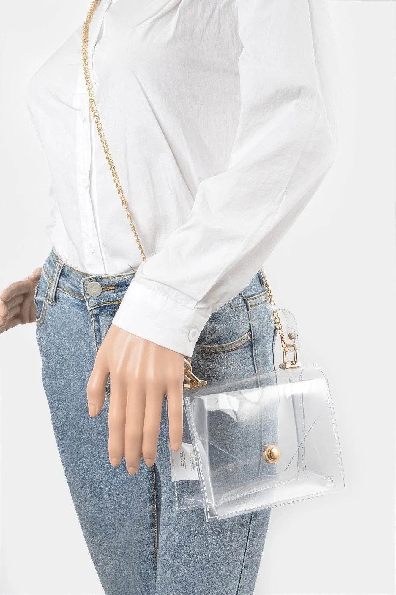 Clear Pvc Top Handle Crossbody Bag - Bona Fide Fashion