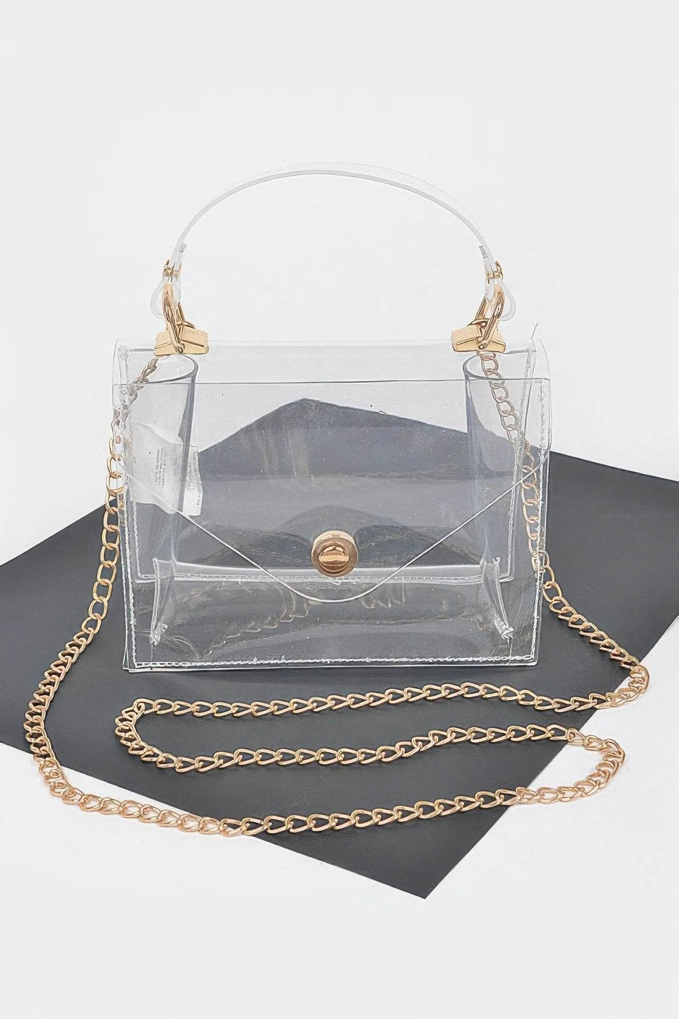 Clear Pvc Top Handle Crossbody Bag - Bona Fide Fashion