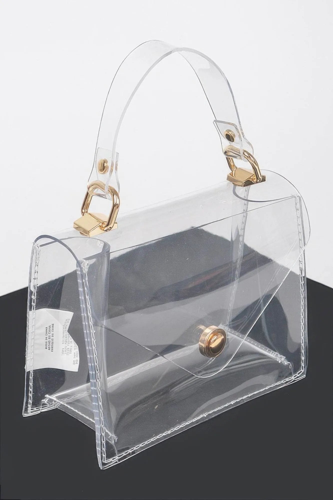 Clear Pvc Top Handle Crossbody Bag - Bona Fide Fashion