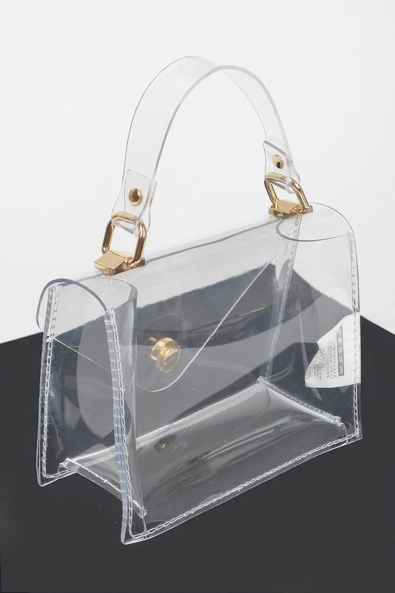 Clear Pvc Top Handle Crossbody Bag - Bona Fide Fashion