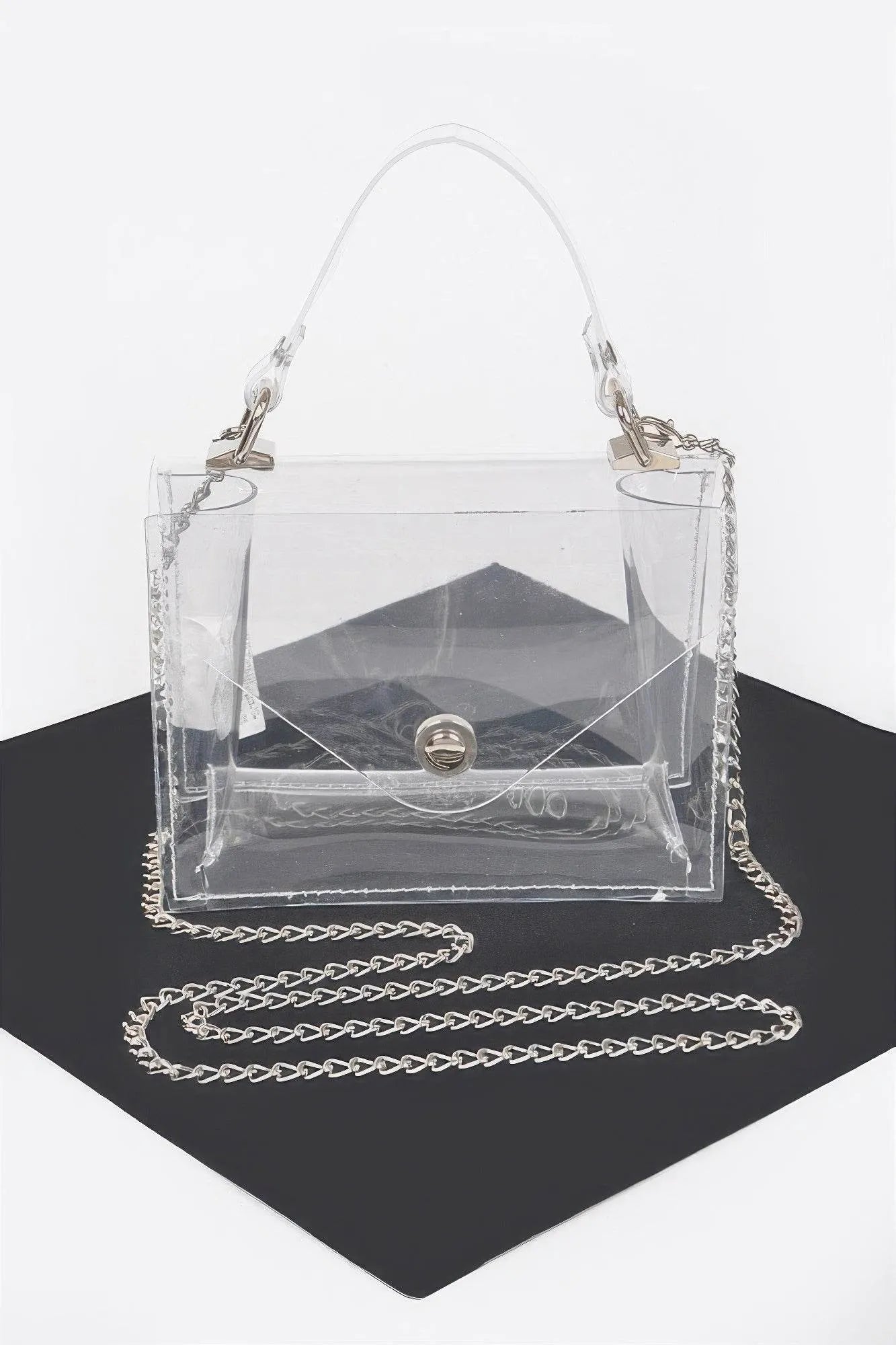 Clear Pvc Top Handle Crossbody Bag - Bona Fide Fashion