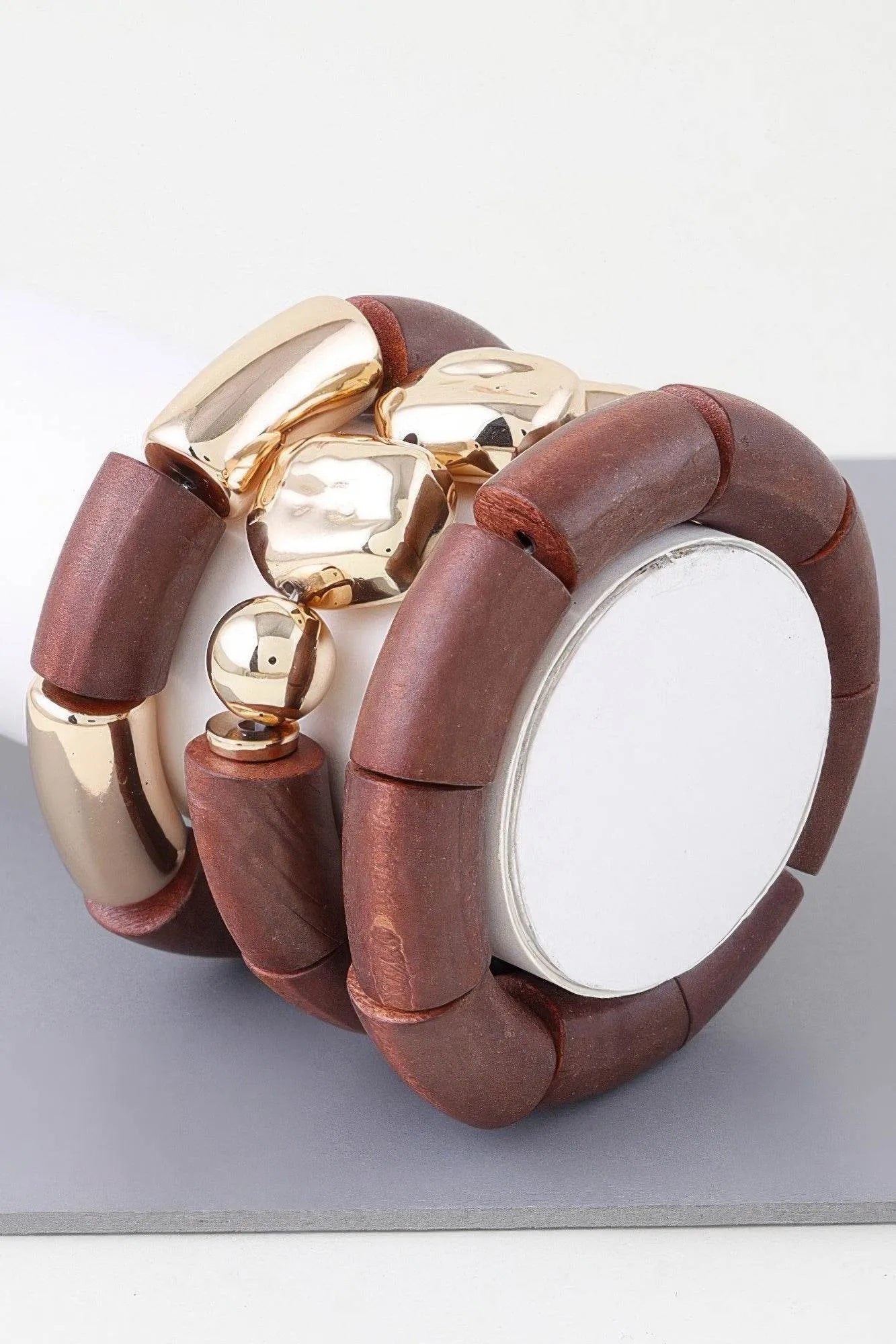 Multi Stone Wood Bracelet - Bona Fide Fashion