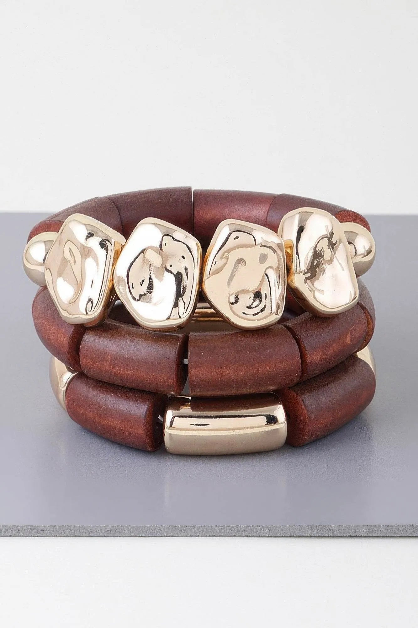 Multi Stone Wood Bracelet - Bona Fide Fashion
