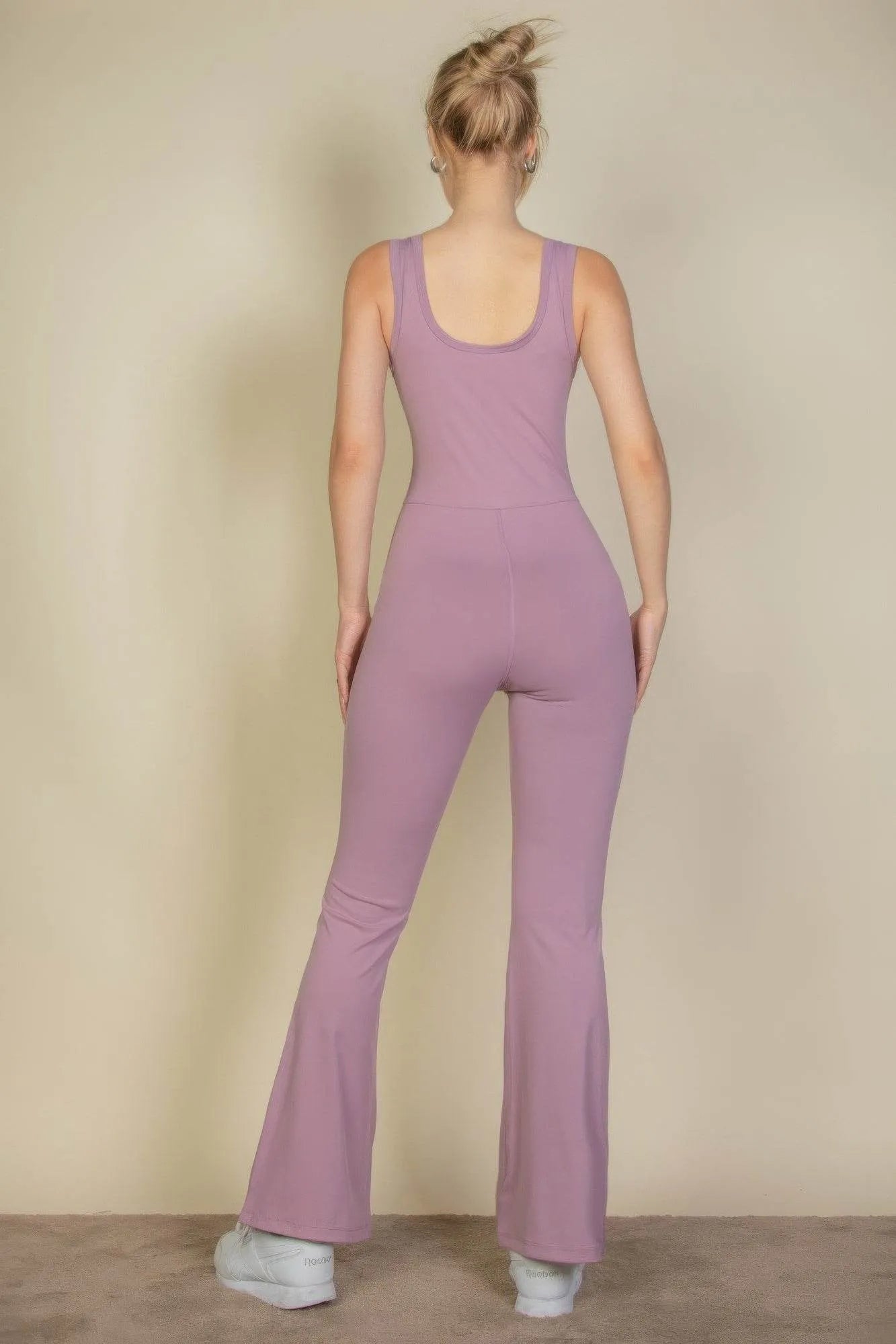 Solid Flare Leg Sports Jumpsuit - Bona Fide Fashion